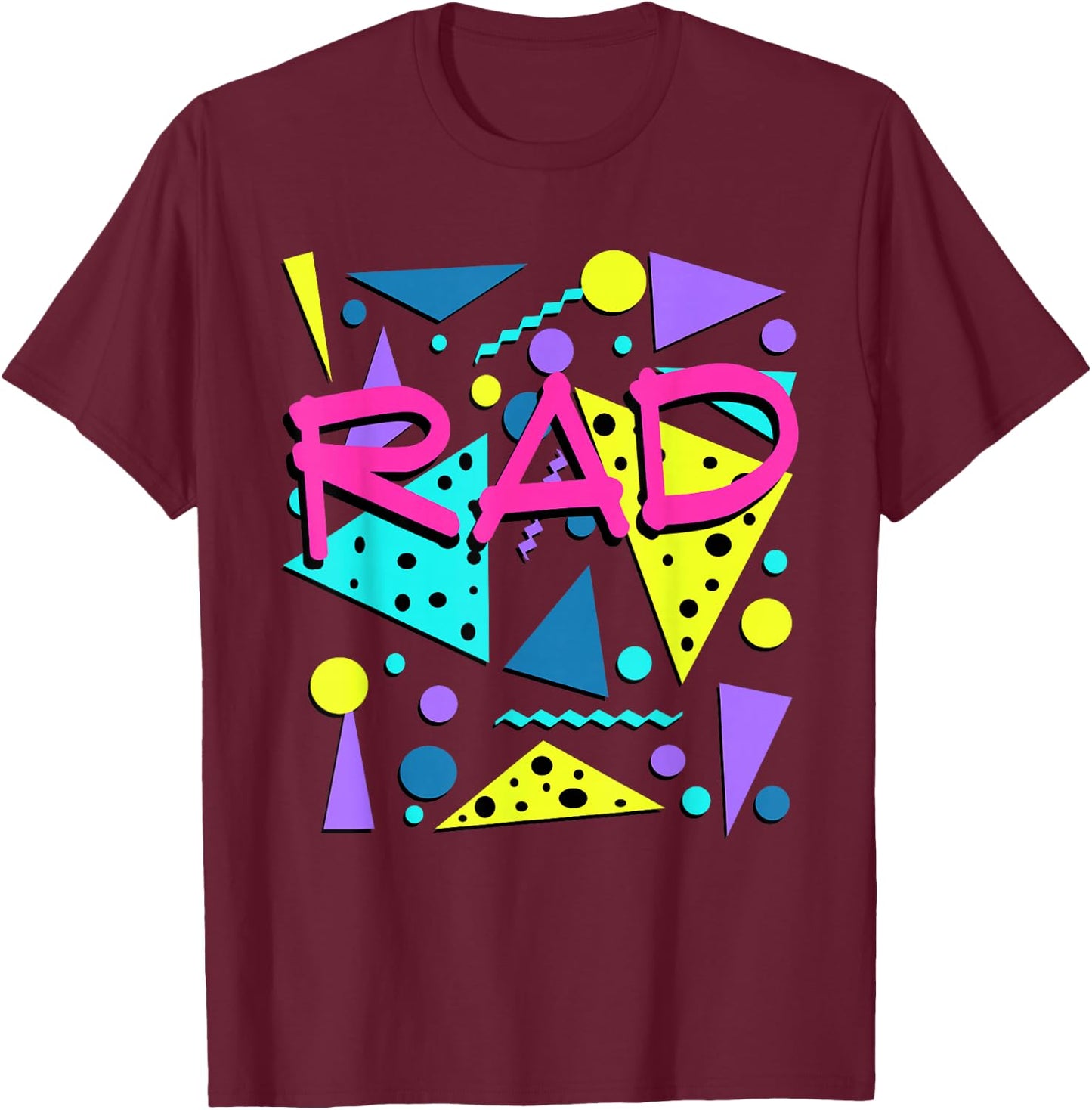 Rad 1980s Vintage Eighties Costume Party Small T-Shirt - T-Shirt | Maroon