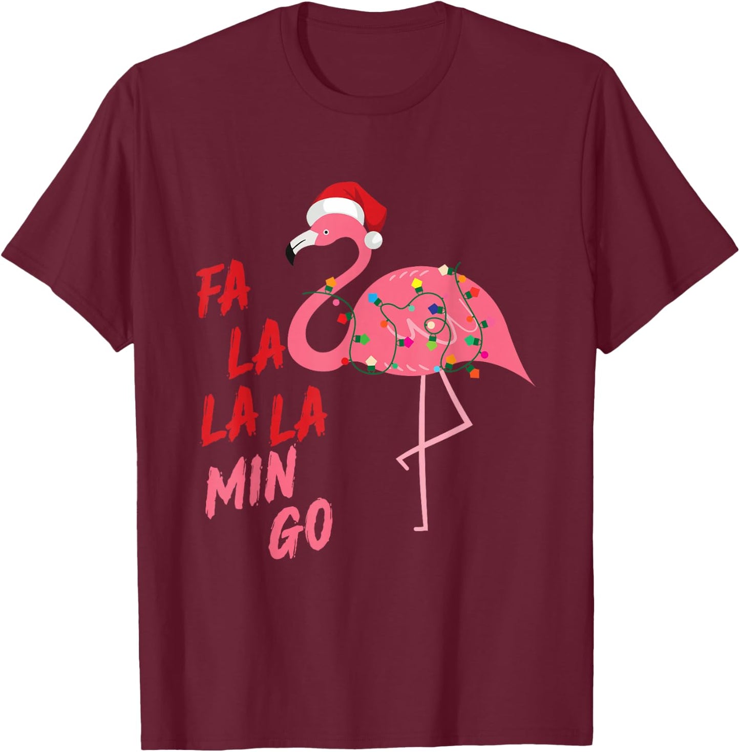Singing Flamingo Santa FALA Christmas Xmas Family Adult Kids T-Shirt - T-Shirt | Maroon