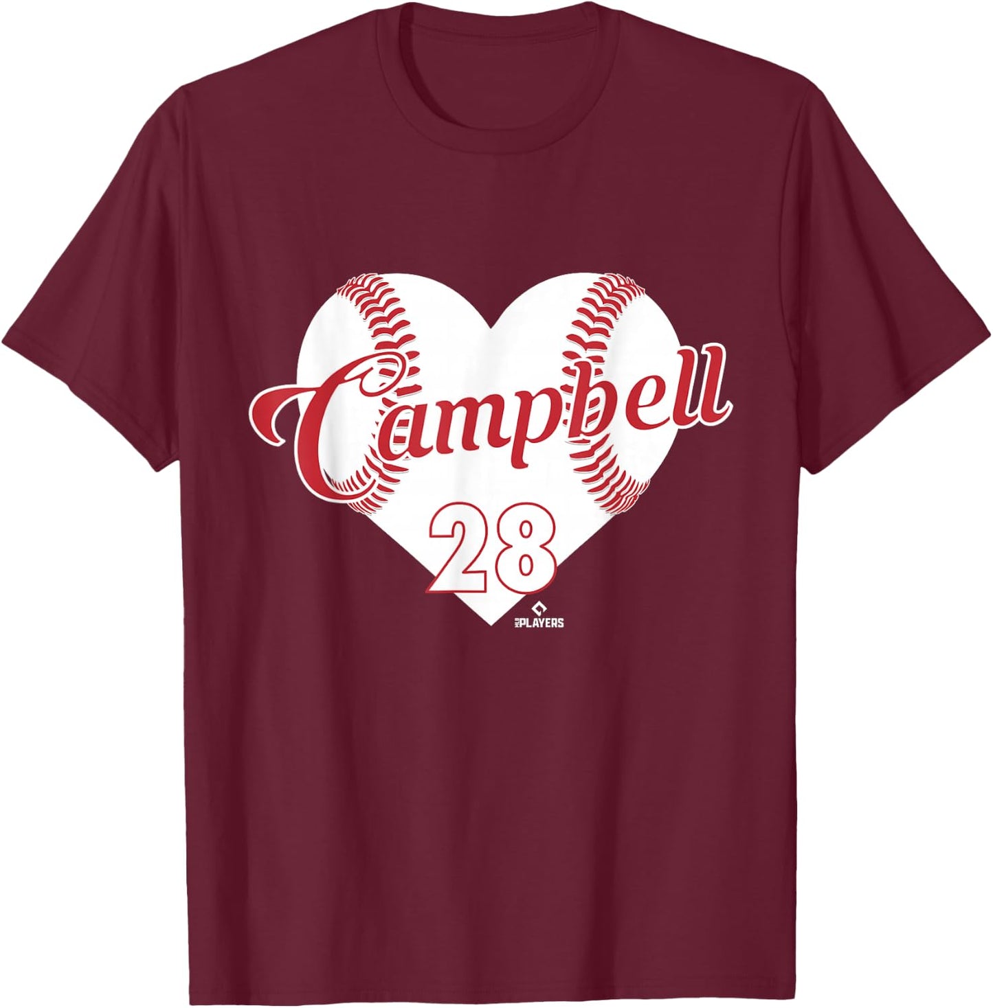 Baseball Heart Kristian Campbell Boston Baseball MLBPA T-Shirt - T-Shirt | Maroon