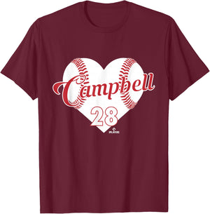 Baseball Heart Kristian Campbell Boston Baseball MLBPA T-Shirt - T-Shirt | Maroon