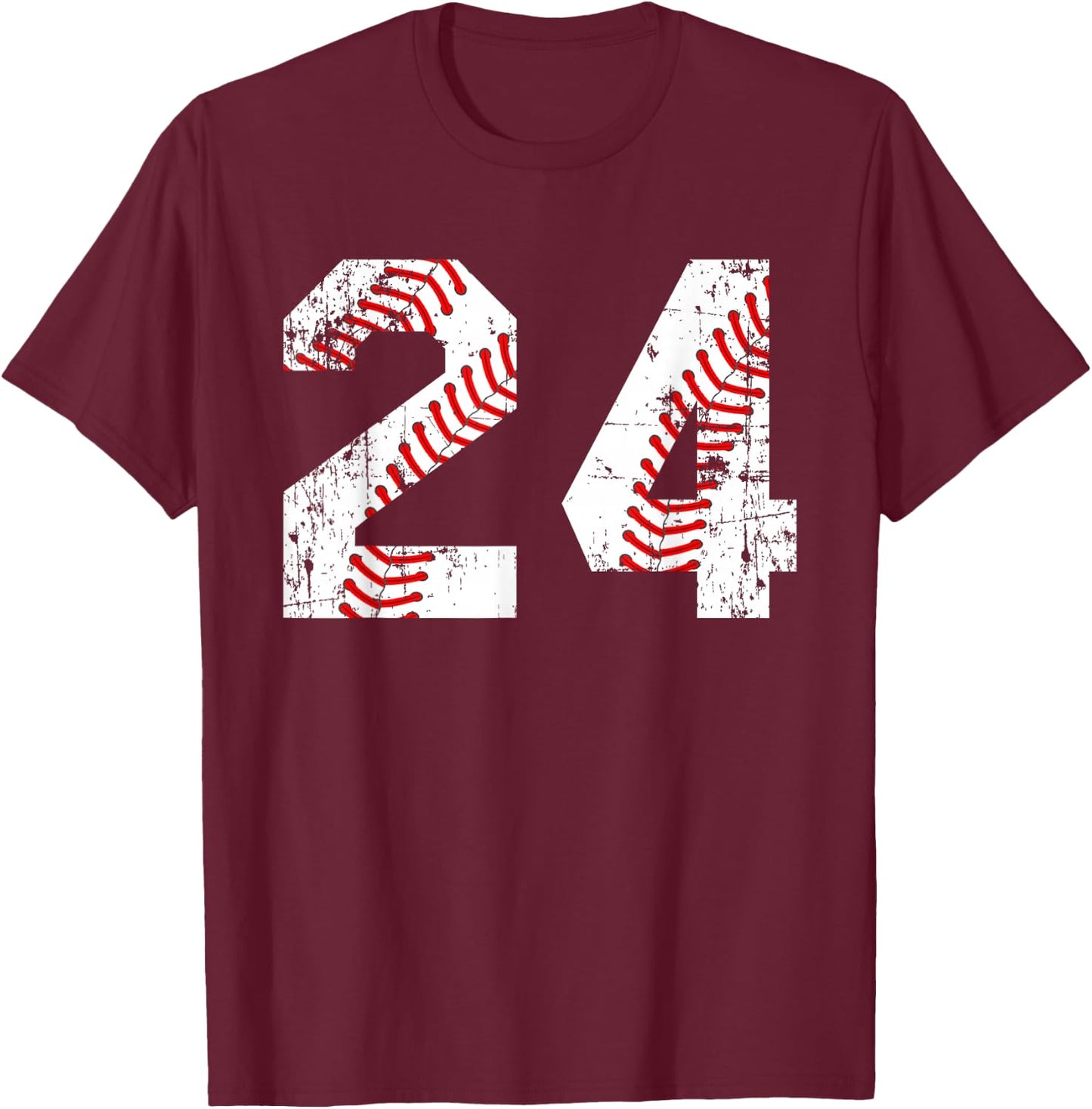 Vintage Baseball 24 Jersey Number T-Shirt - T-Shirt | Maroon