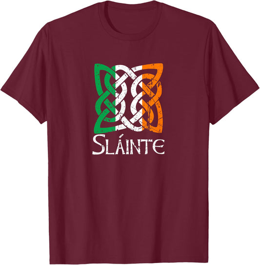 Saint Patrick's Day Irish Gaelic Slainte Women Men Adults T-Shirt - T-Shirt | Maroon