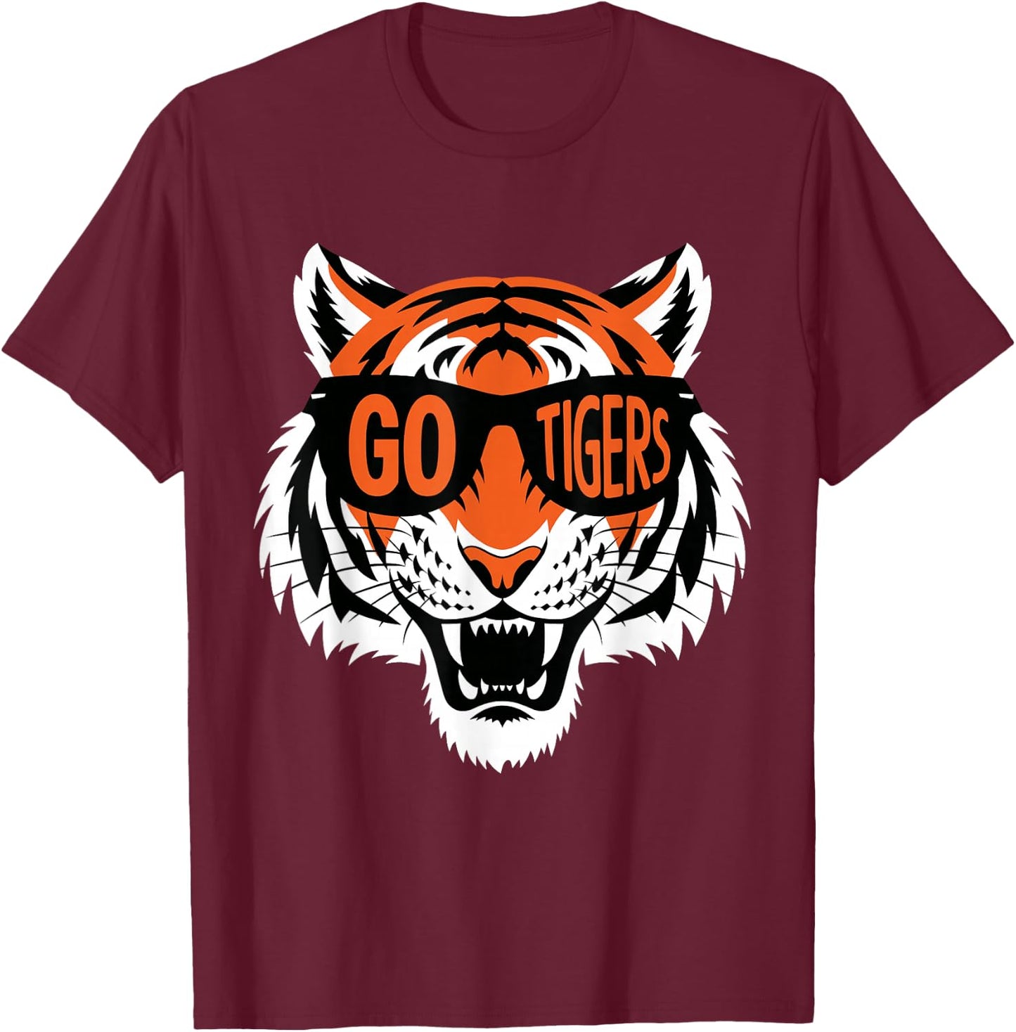 Retro Go Tigers Vintage Style Classic Gift Women Kid T-Shirt - T-Shirt | Maroon