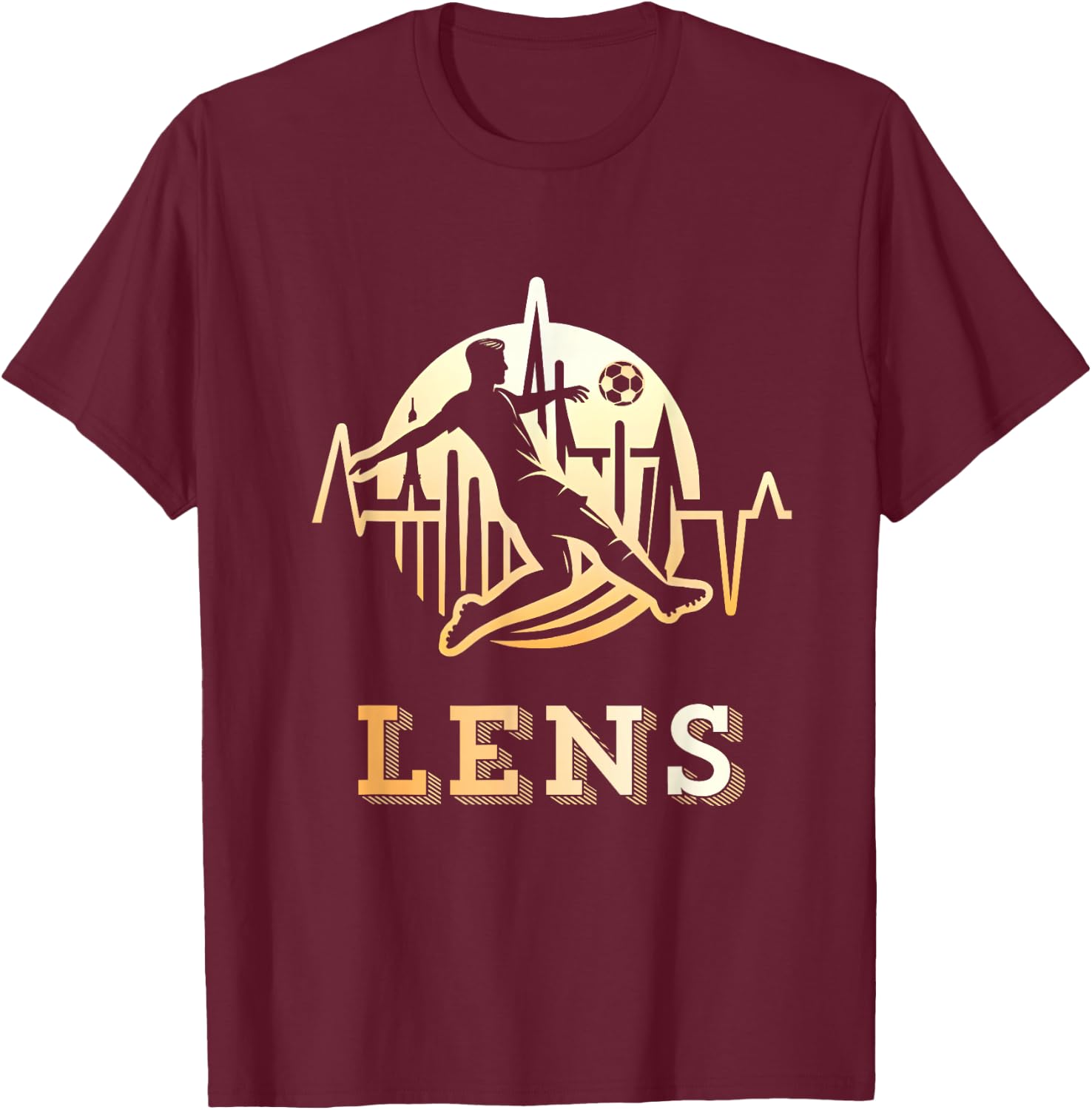 Lensois Football Lens Supporter Gift , Black, S T-Shirt - T-Shirt | Maroon