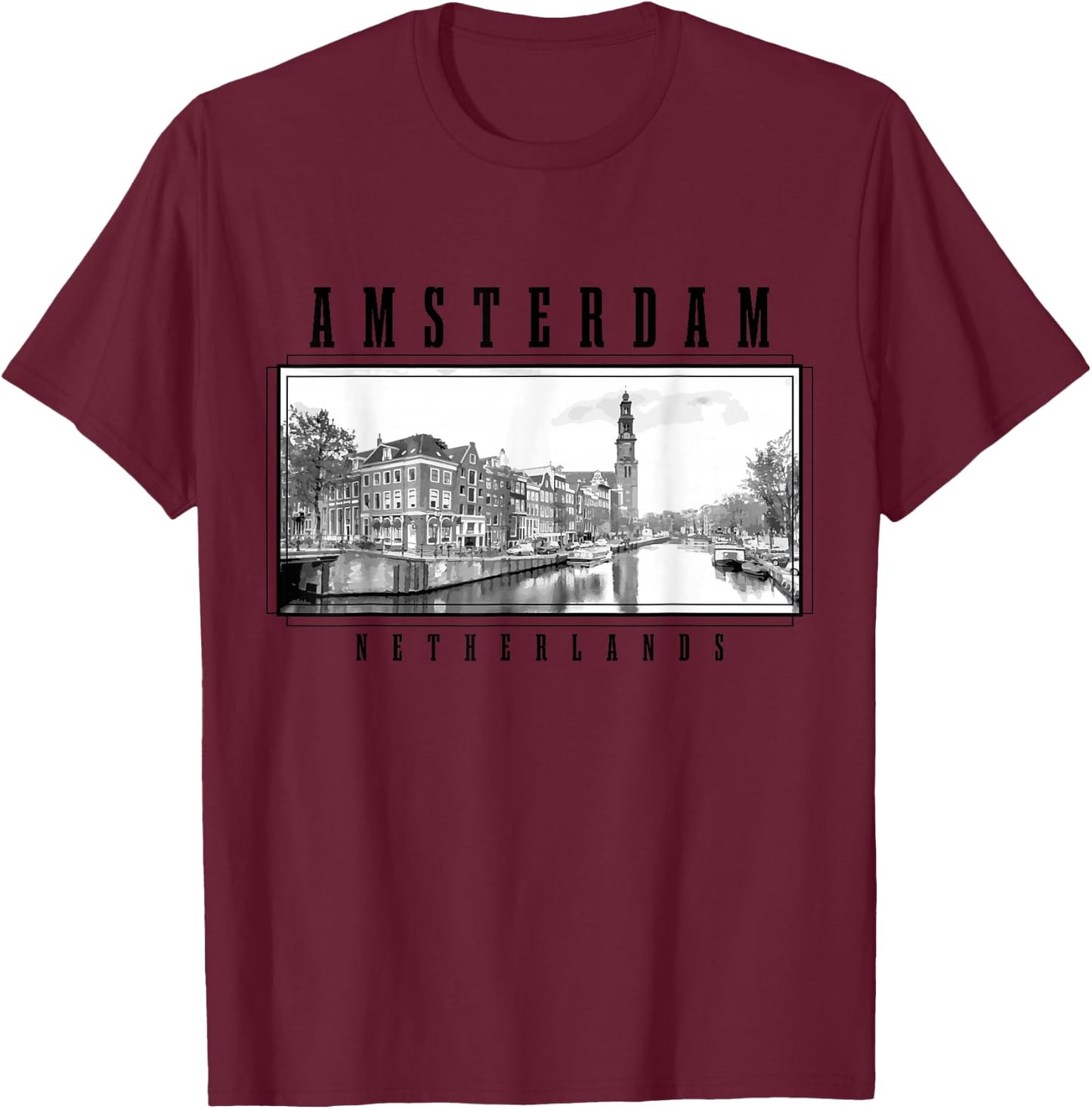 Amsterdam Netherlands Photo Vintage Amsterdam T-Shirt - T-Shirt | Maroon