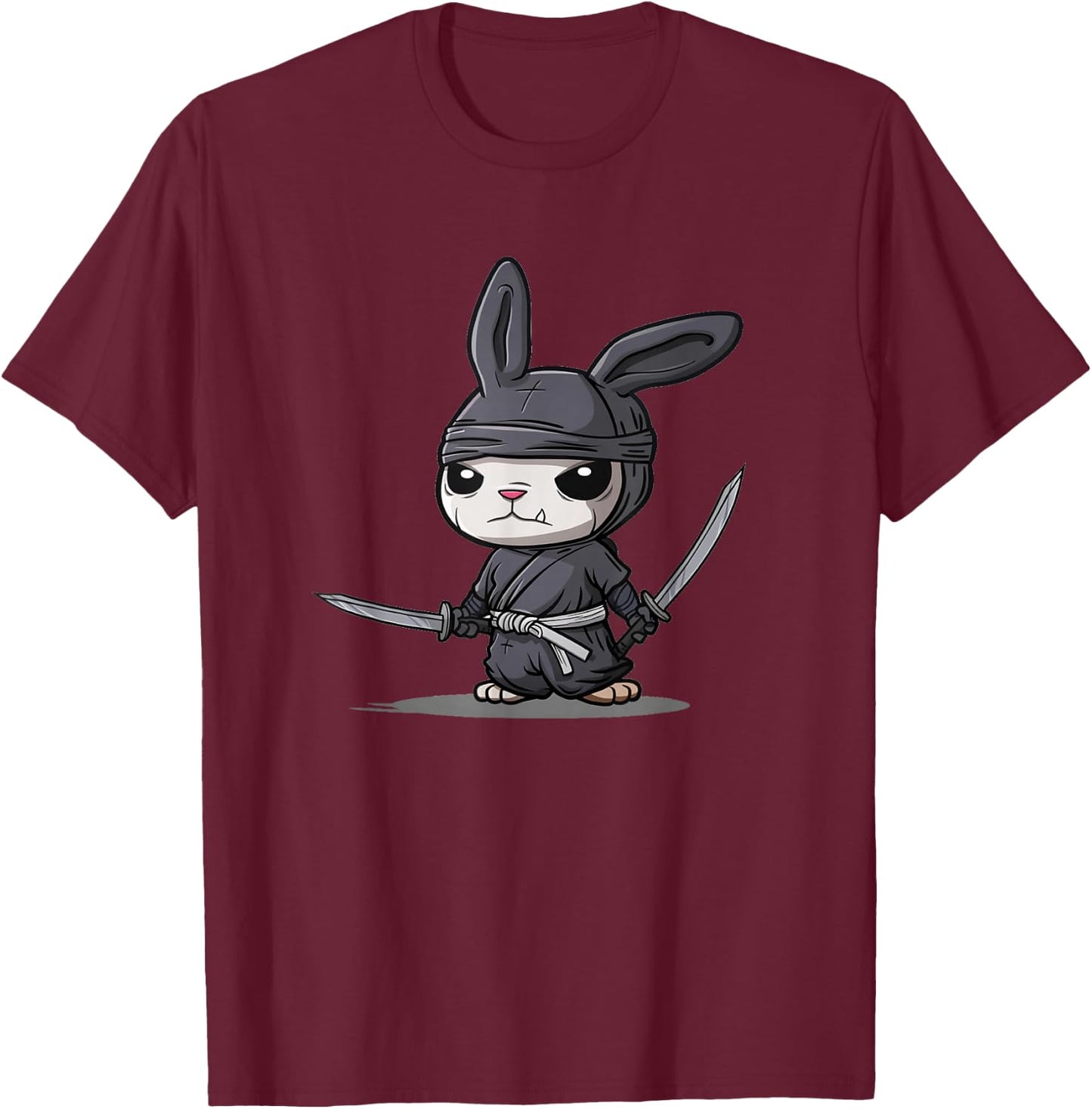 Pretty Ninja Bunny Graphic for a Cute and Cool Design T-Shirt - T-Shirt | Maroon
