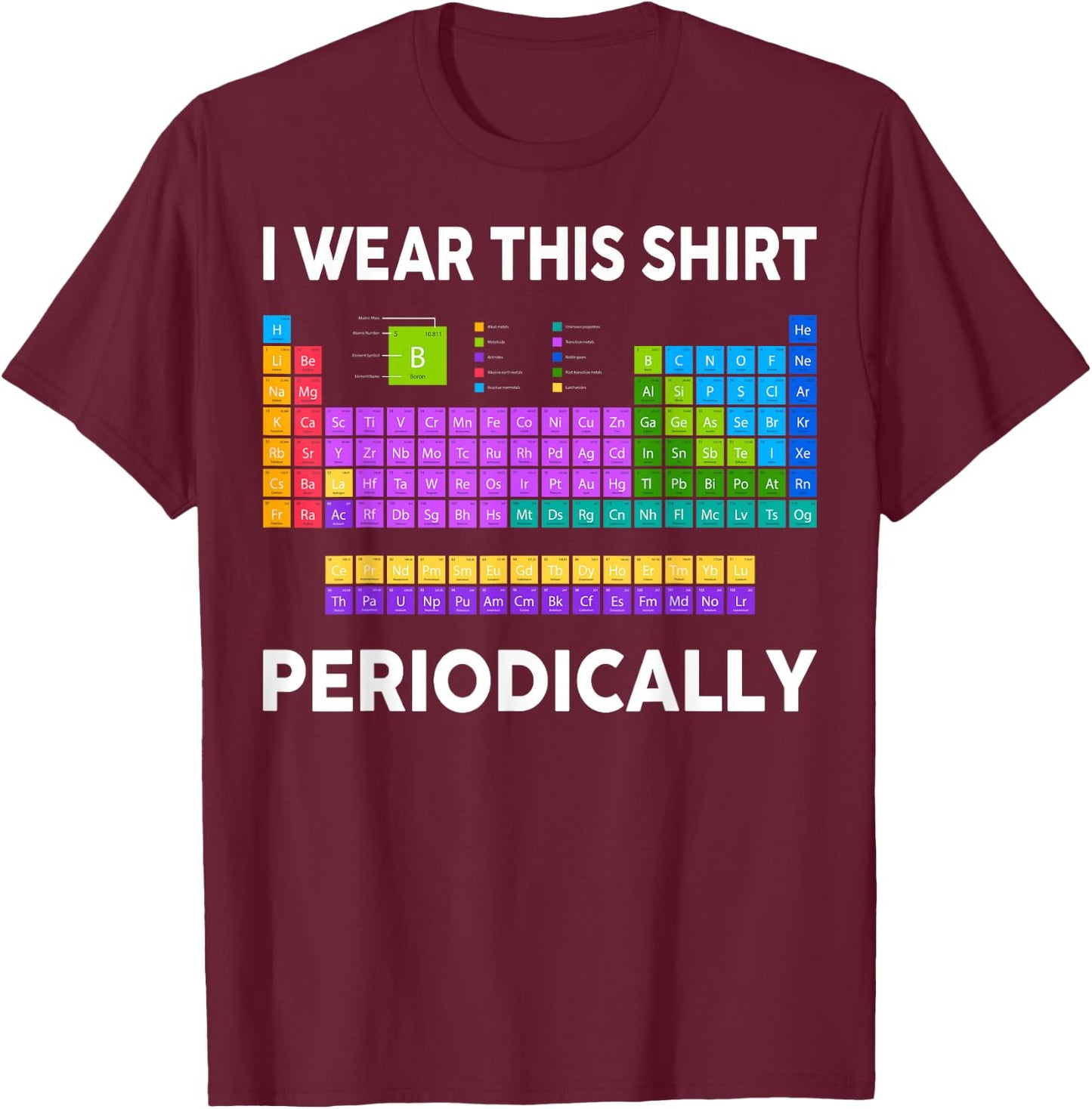 I Wear This Shirt Periodically Funny Chemistry Teacher T-Shirt - T-Shirt | Maroon