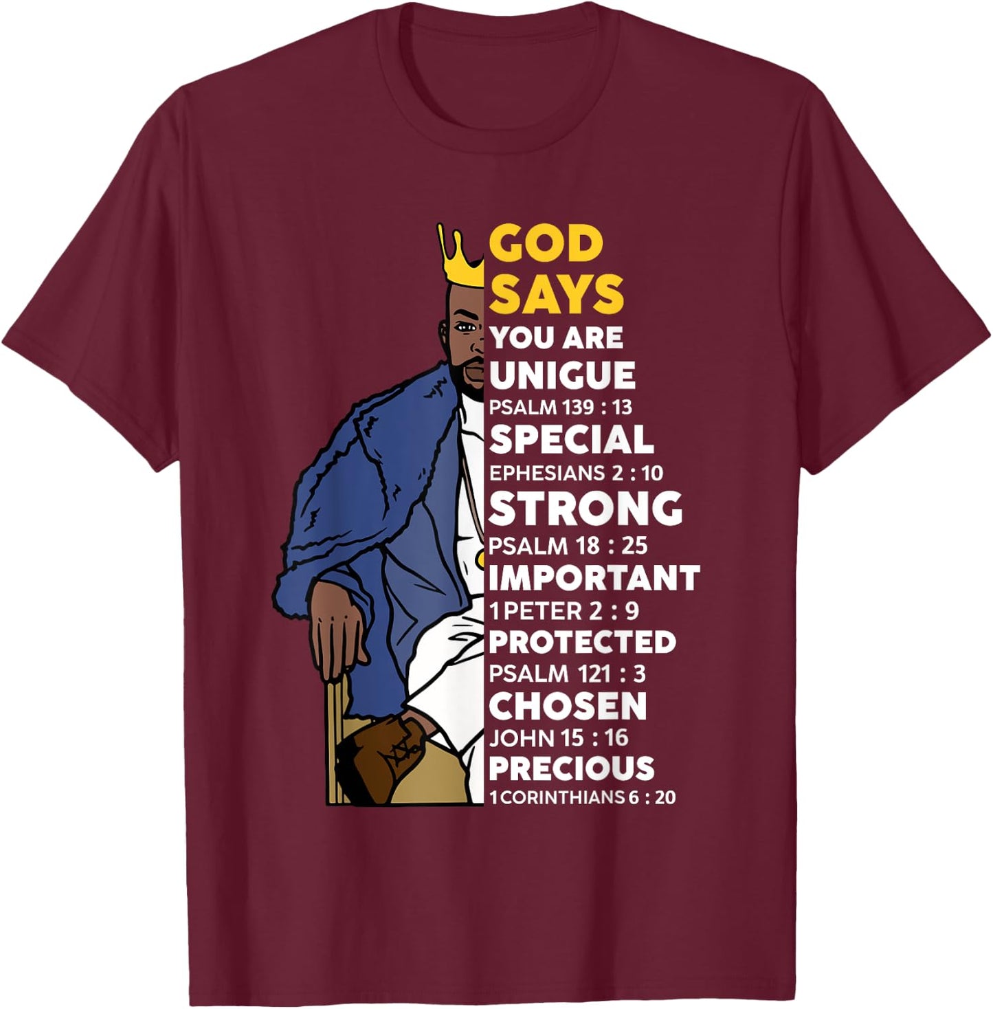 Black History God Says You Are African Christian Men Boys T-Shirt - T-Shirt | Maroon