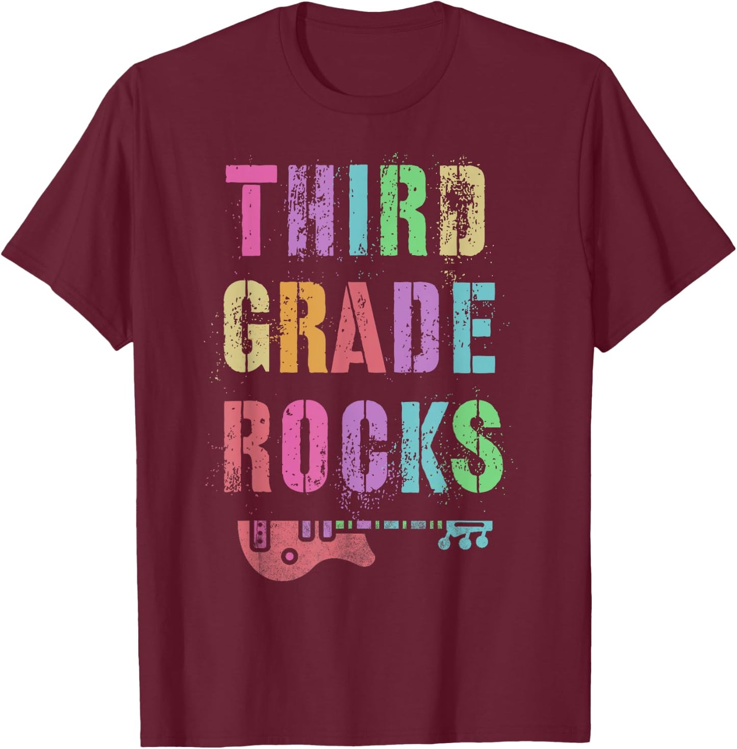 3rd GRADE ROCKS Testing Teacher Rockstar Team Third Grader Men Women Girls Kids T-Shirt - T-Shirt | Maroon