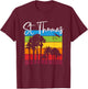 St Thomas Lover Rainbow Palm Trees Vacation Souvenir T-Shirt - T-Shirt | Maroon