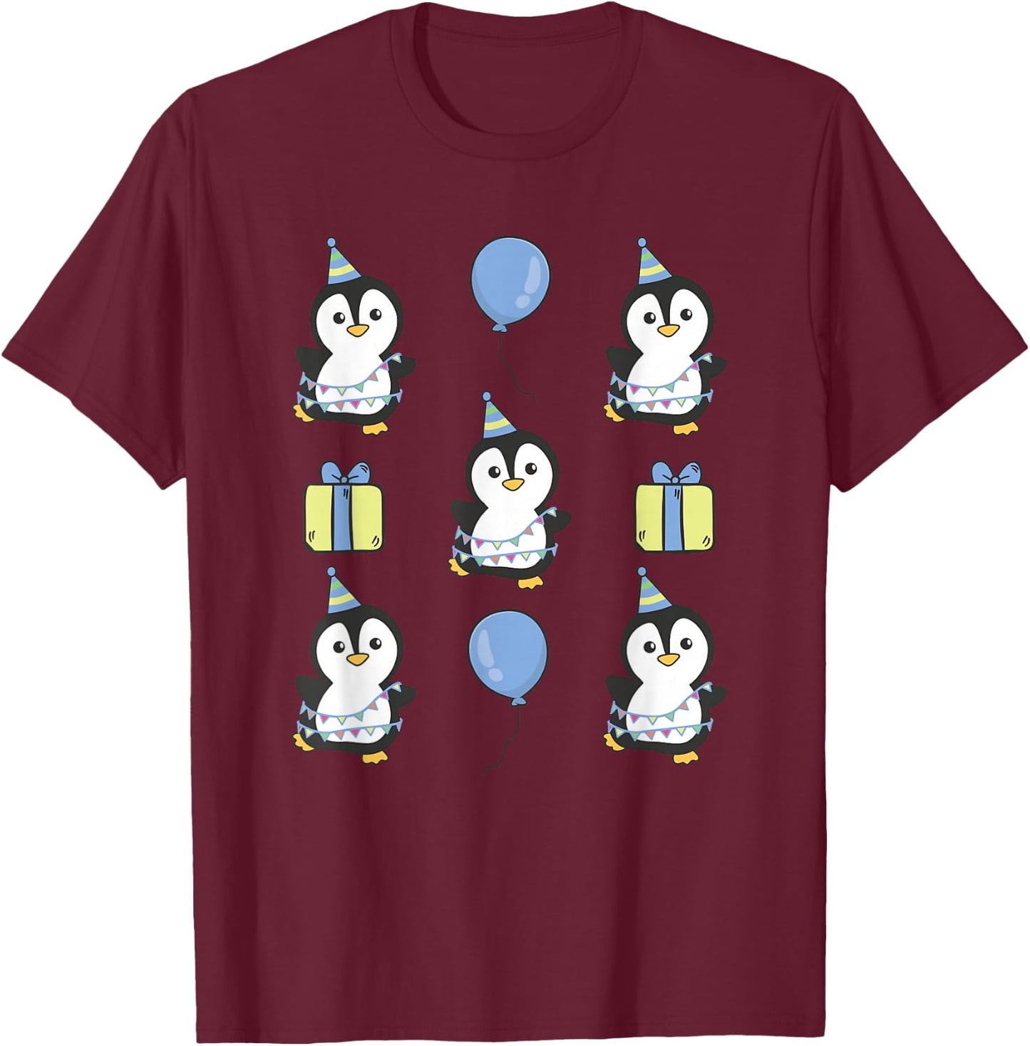 Birthday Penguin for Children a Birthday Penguin T-Shirt - T-Shirt | Maroon