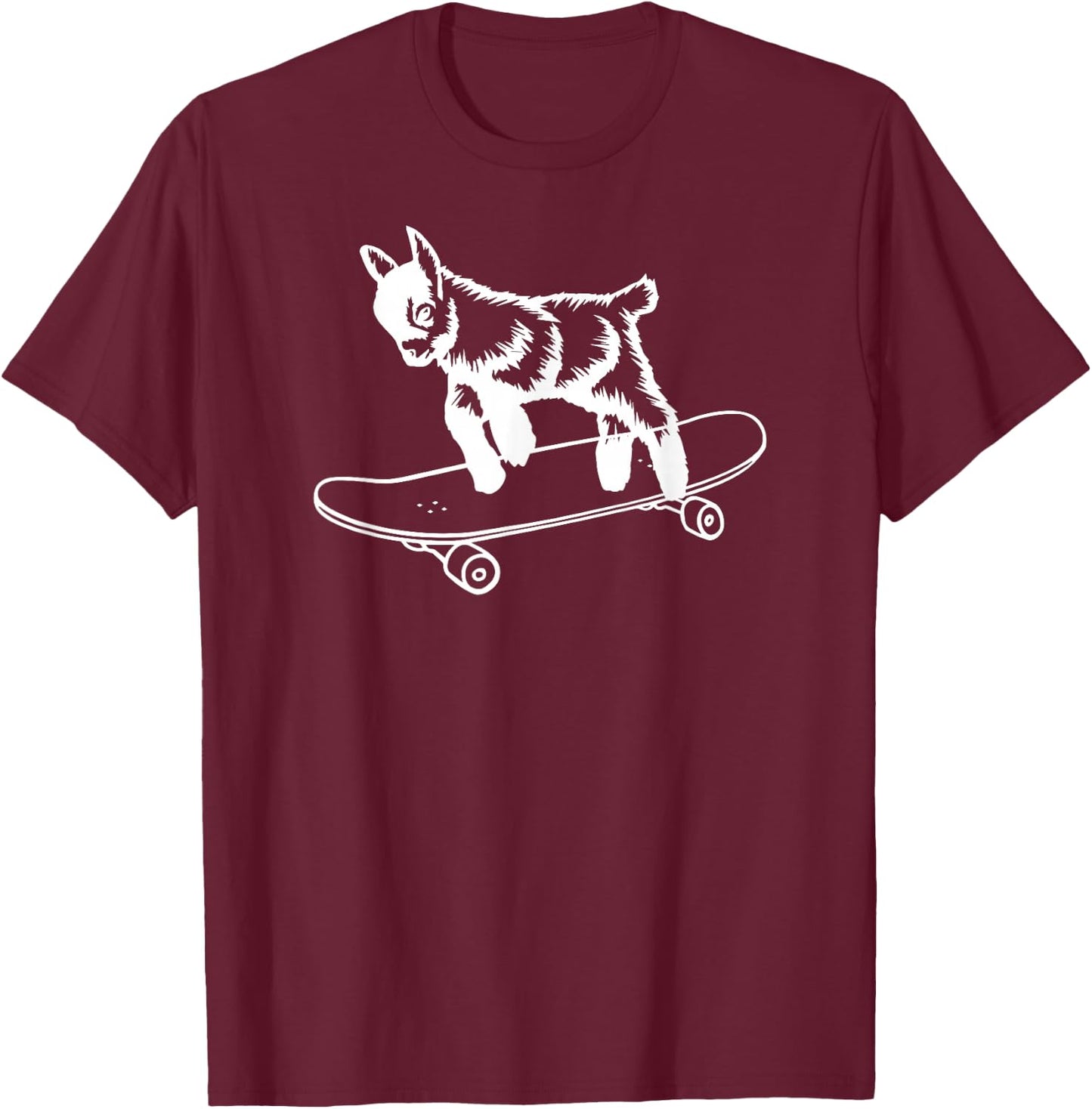 funny baby goat on Skateboard T-Shirt - T-Shirt | Maroon
