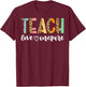 Teachers Day Teach Love Inspire Leopard Cute Educator Women T-Shirt - T-Shirt | Maroon