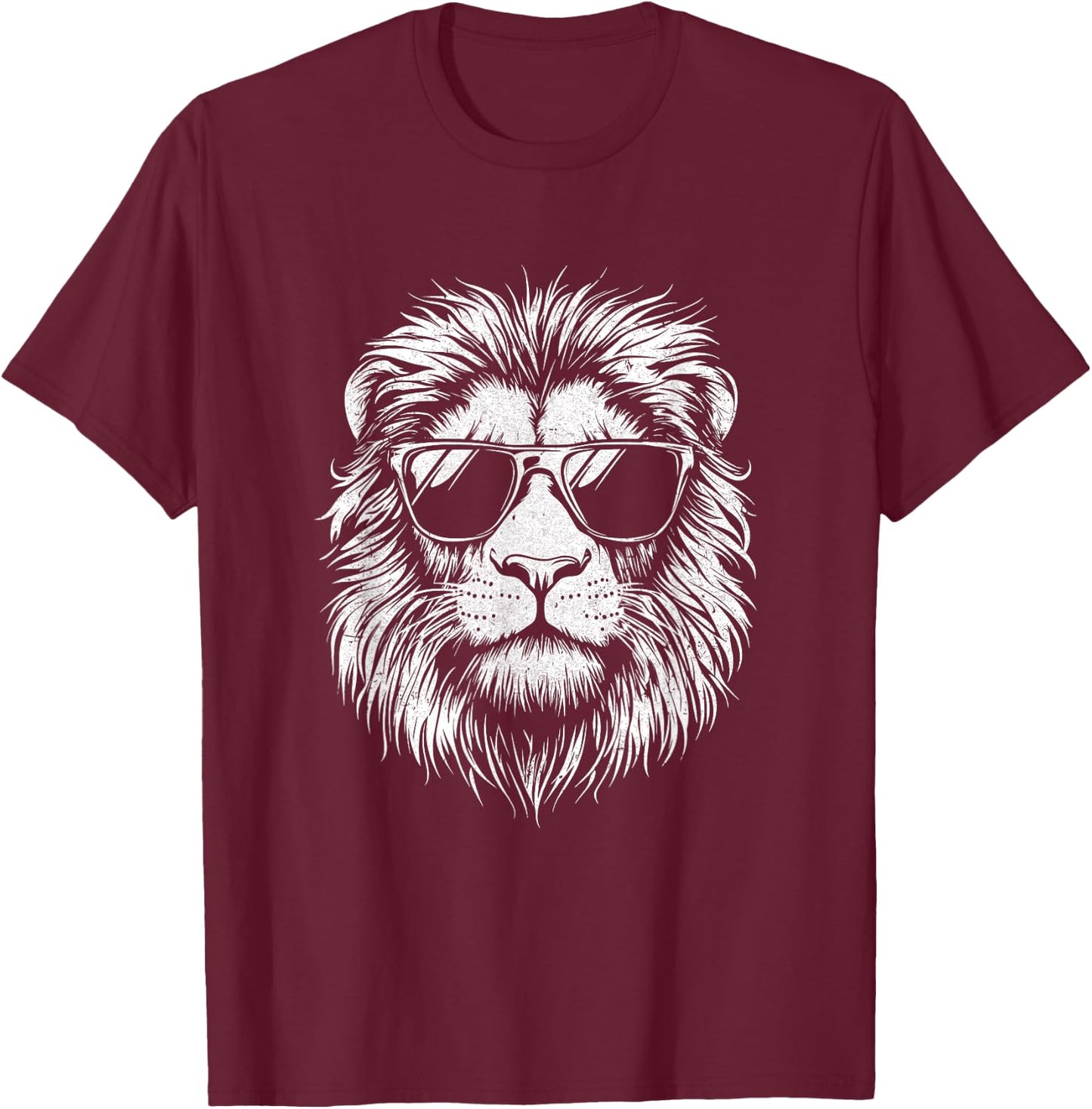 Cool Lion Wearing Sunglasses Graphic Art Leo Design T-Shirt - T-Shirt | Maroon