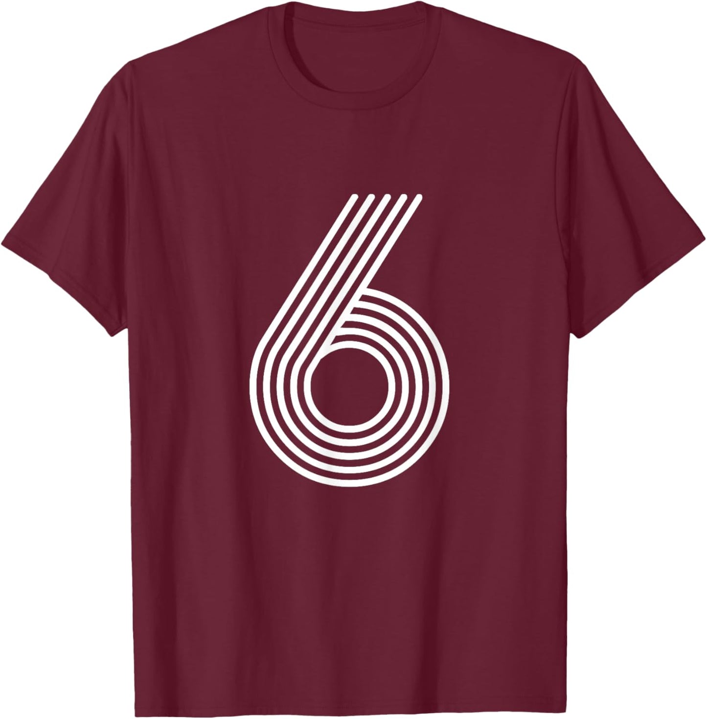 Number 6 Shirt Birthday Gift Numbered Cool Disco T-Shirt - T-Shirt | Maroon