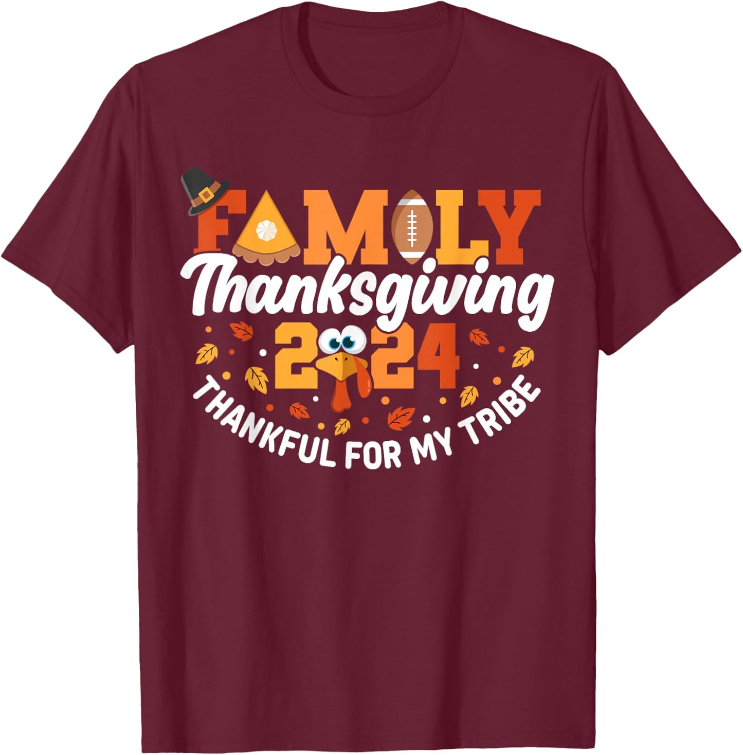 Family Thanksgiving 2024 Matching Outfit Turkey Squad Group T-Shirt - T-Shirt | Maroon
