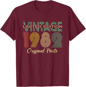 Vintage 1982 Men Women Born in 1982 Birthday T-Shirt - T-Shirt | Maroon