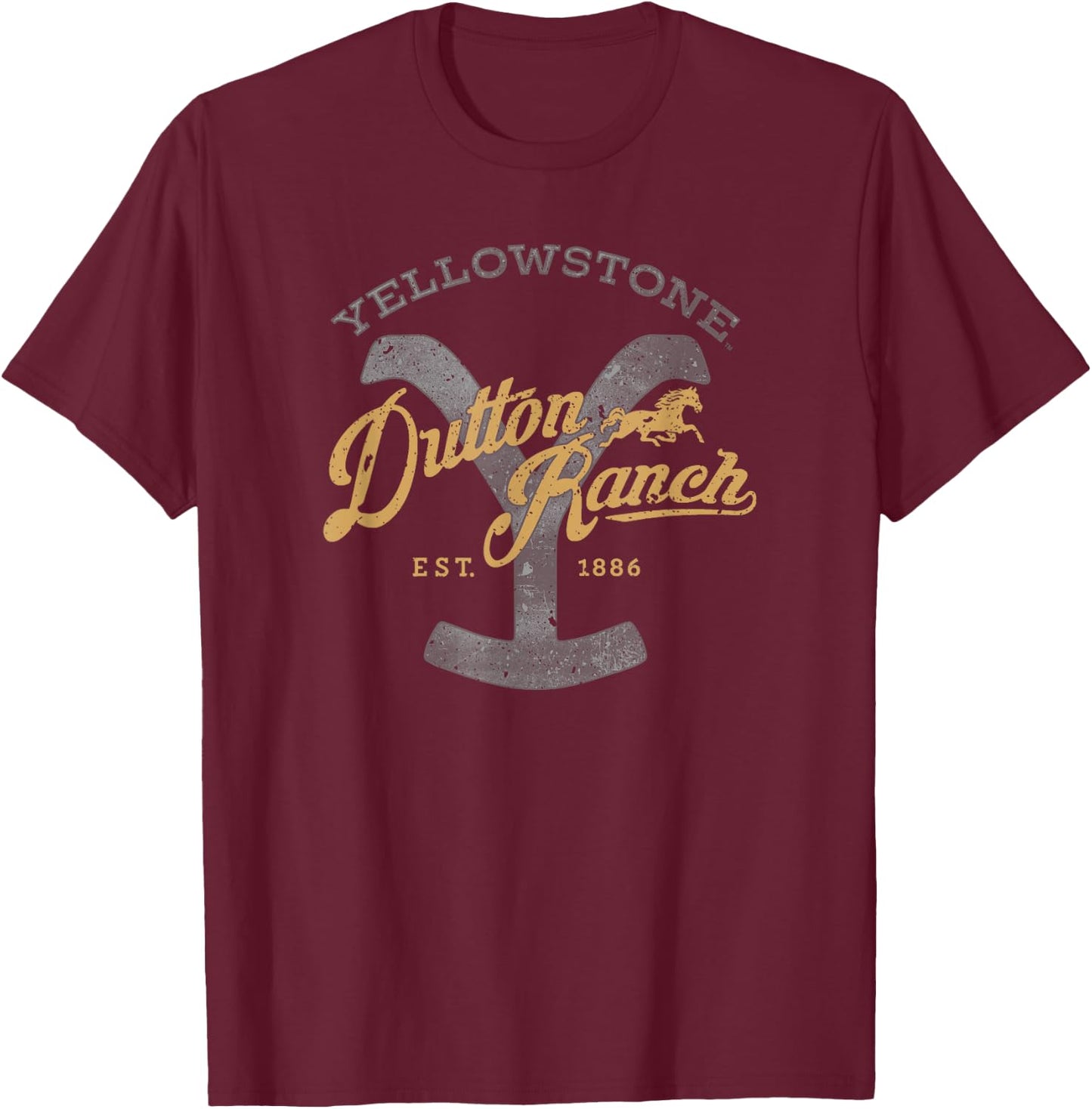 Yellowstone Dutton Ranch Est 1886 Iconic Logo Team Style , black T-Shirt - T-Shirt | Maroon