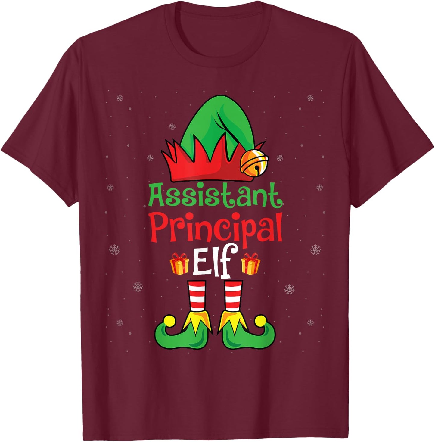 Assistant Principal Elf Xmas Party Christmas Holidays Elf T-Shirt - T-Shirt | Maroon