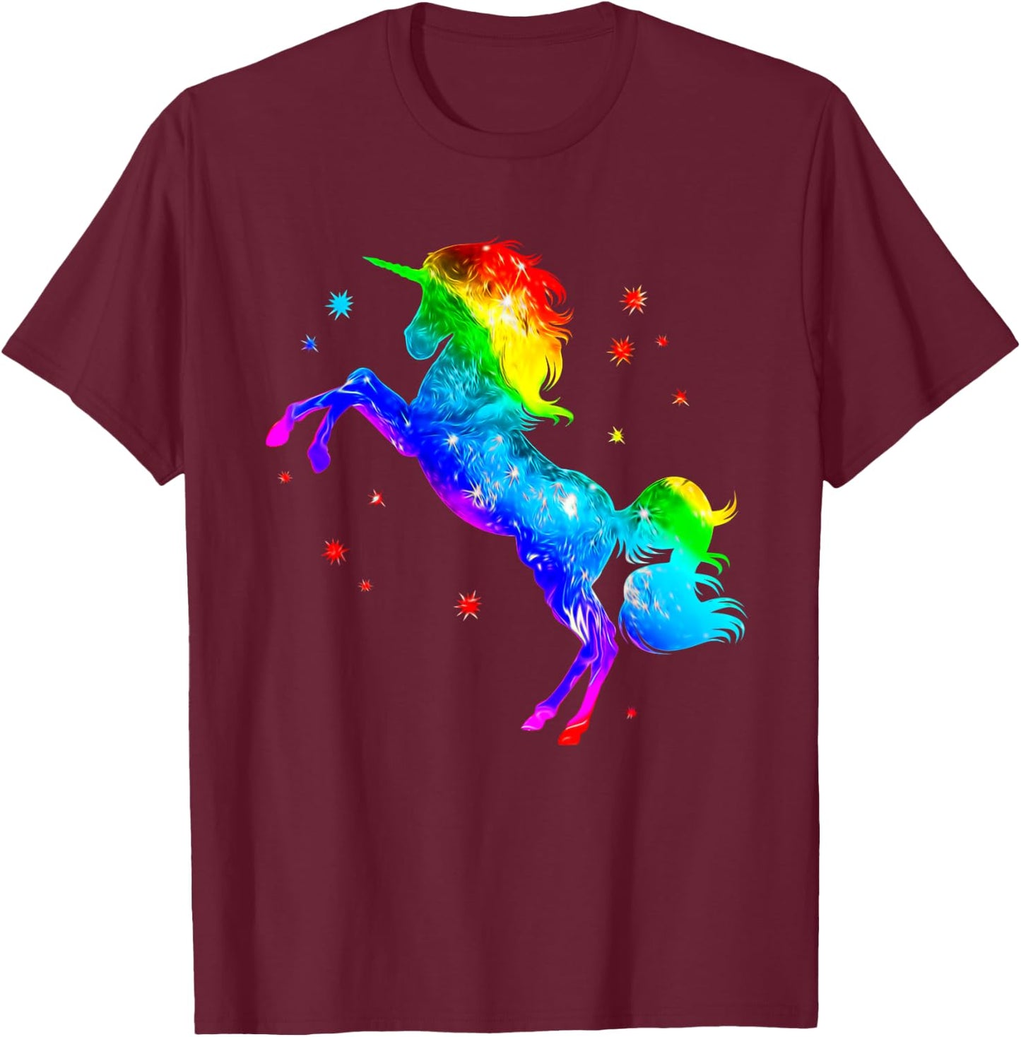 Unicorn Rainbow Galaxy Gay Pride T-Shirt - T-Shirt | Maroon