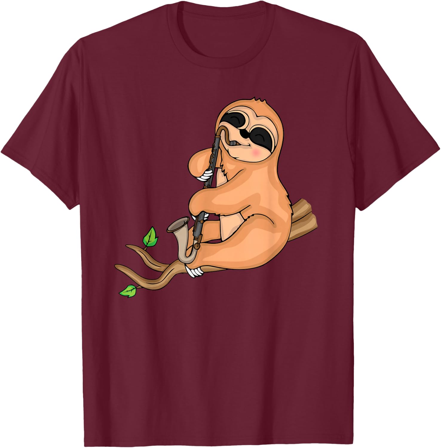 Sloth Bass Clarinet Player Kids Music Big Band Bass Clarinet T-Shirt - T-Shirt | Maroon