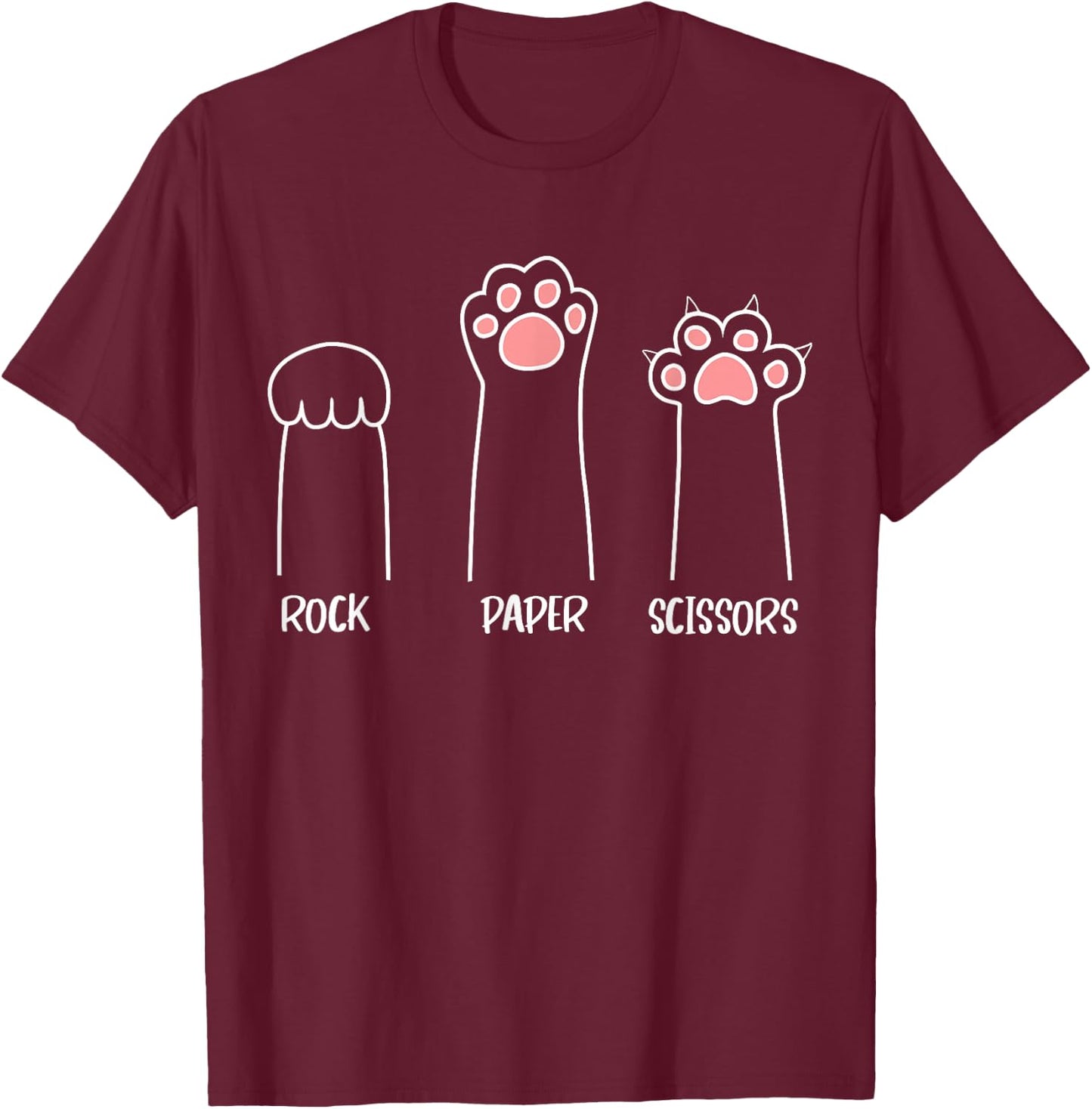 Introvert Cat Animal Rescue Pet Lover Apparel - Rock Paper Scissors Handspiel mit niedlichen Pfoten, lustige Katze - Erwachsene und Kinder - Schwarz - S T-Shirt - T-Shirt | Maroon