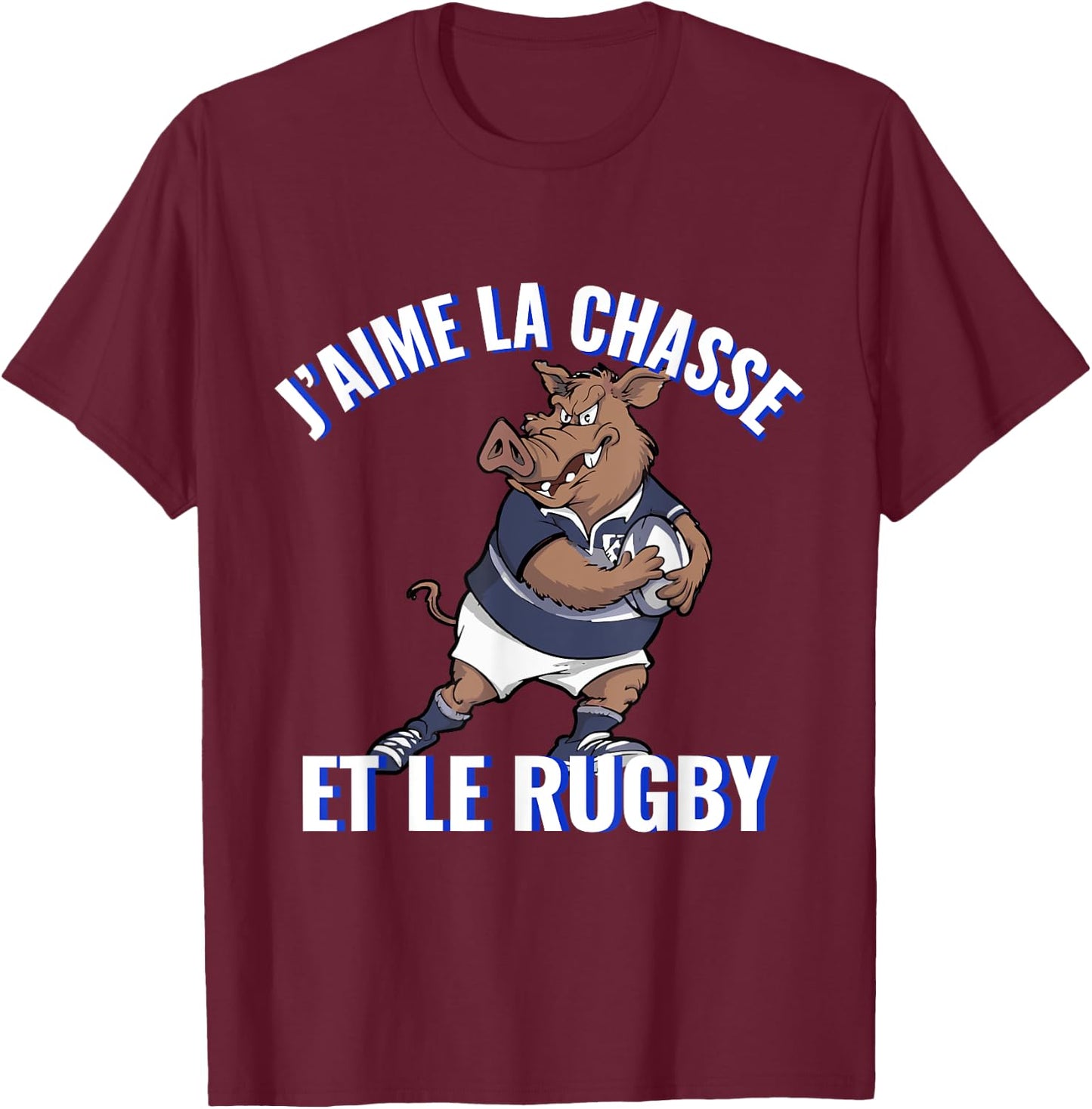 Boar Rugby Player For Hunting Lovers And Rugby , Black, S T-Shirt - T-Shirt | Maroon