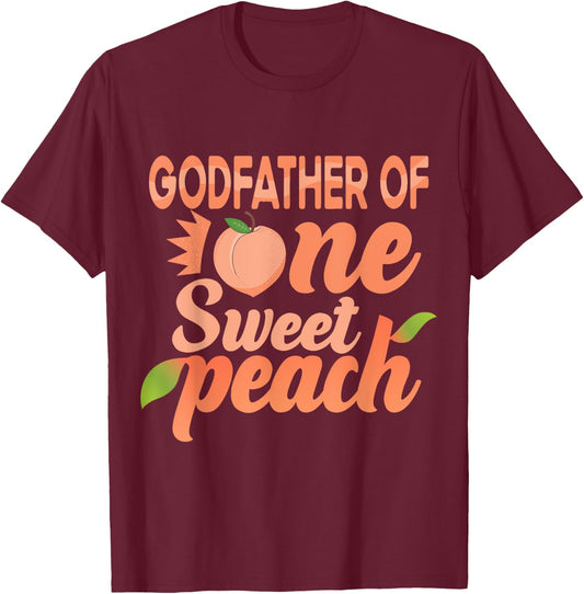 Godfather First Birthday One Sweet Peach Bday Matching T-Shirt - T-Shirt | Maroon