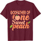Godfather First Birthday One Sweet Peach Bday Matching T-Shirt - T-Shirt | Maroon