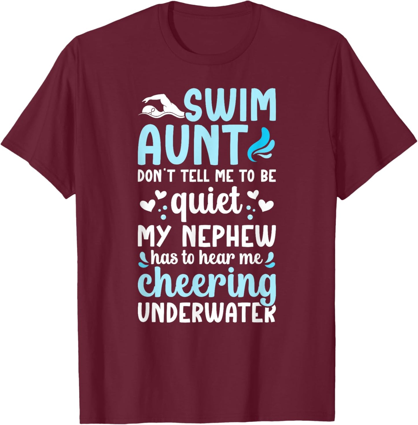 Swim Aunt Funny Swimming Aunt Of A Swimmer Aunt T-Shirt - T-Shirt | Maroon