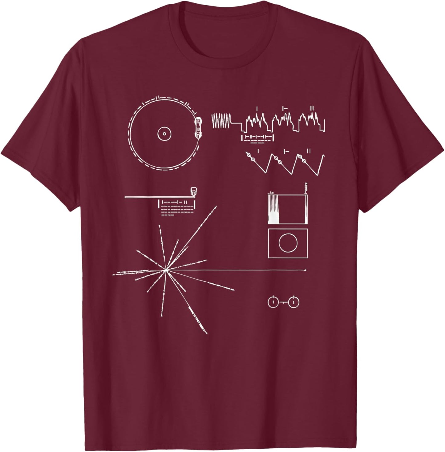 Voyager 1 Golden Record Message T-Shirt - T-Shirt | Maroon
