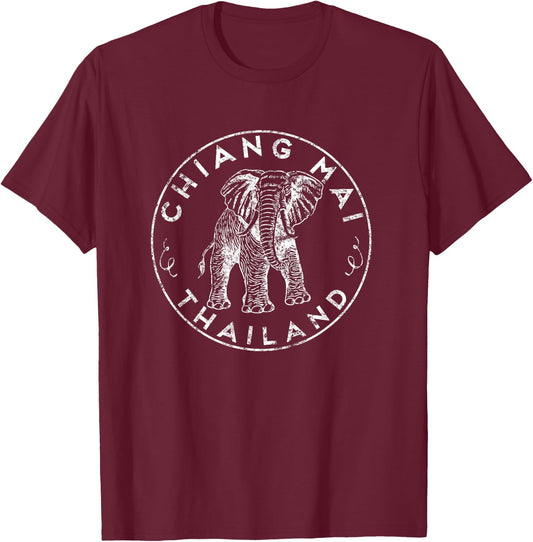 Chiang Mai Thailand Elephant Thai Digital Nomad T-Shirt - T-Shirt | Maroon
