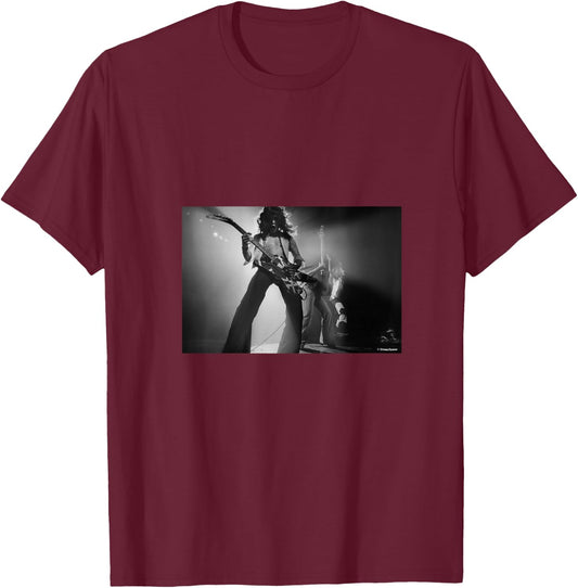 Women's Eddie Van Halen Runnin' with The Devil Live Simon Fowler V-Neck T-Shirt - T-Shirt | Maroon