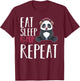 Eat Sleep KPop Repeat Kawaii Panda Music Saranghae Fandom T-Shirt - T-Shirt | Maroon
