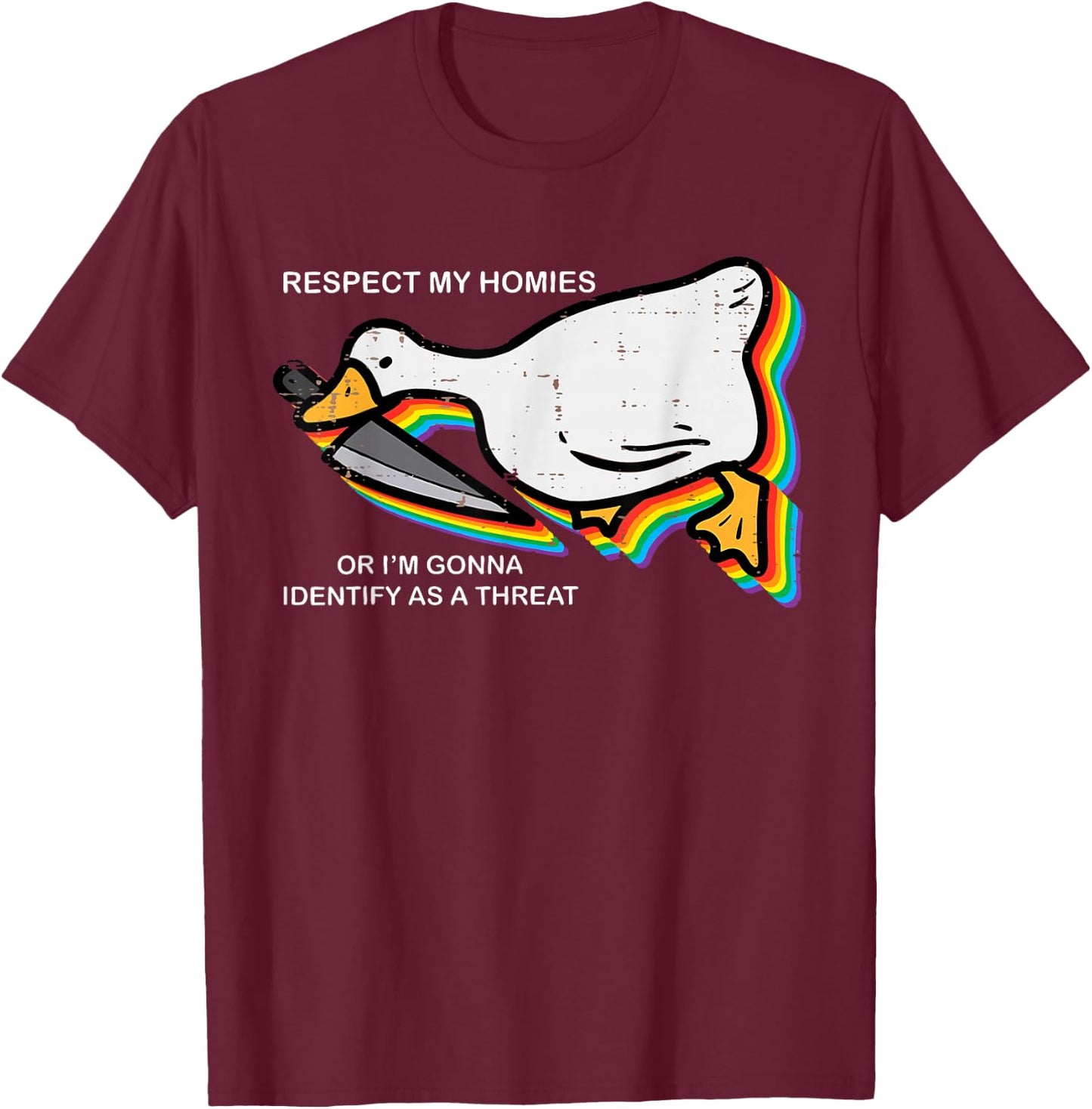 Cute Respect My Homies Silly Goose Ally Pride Month Gay LGBT T-Shirt - T-Shirt | Maroon
