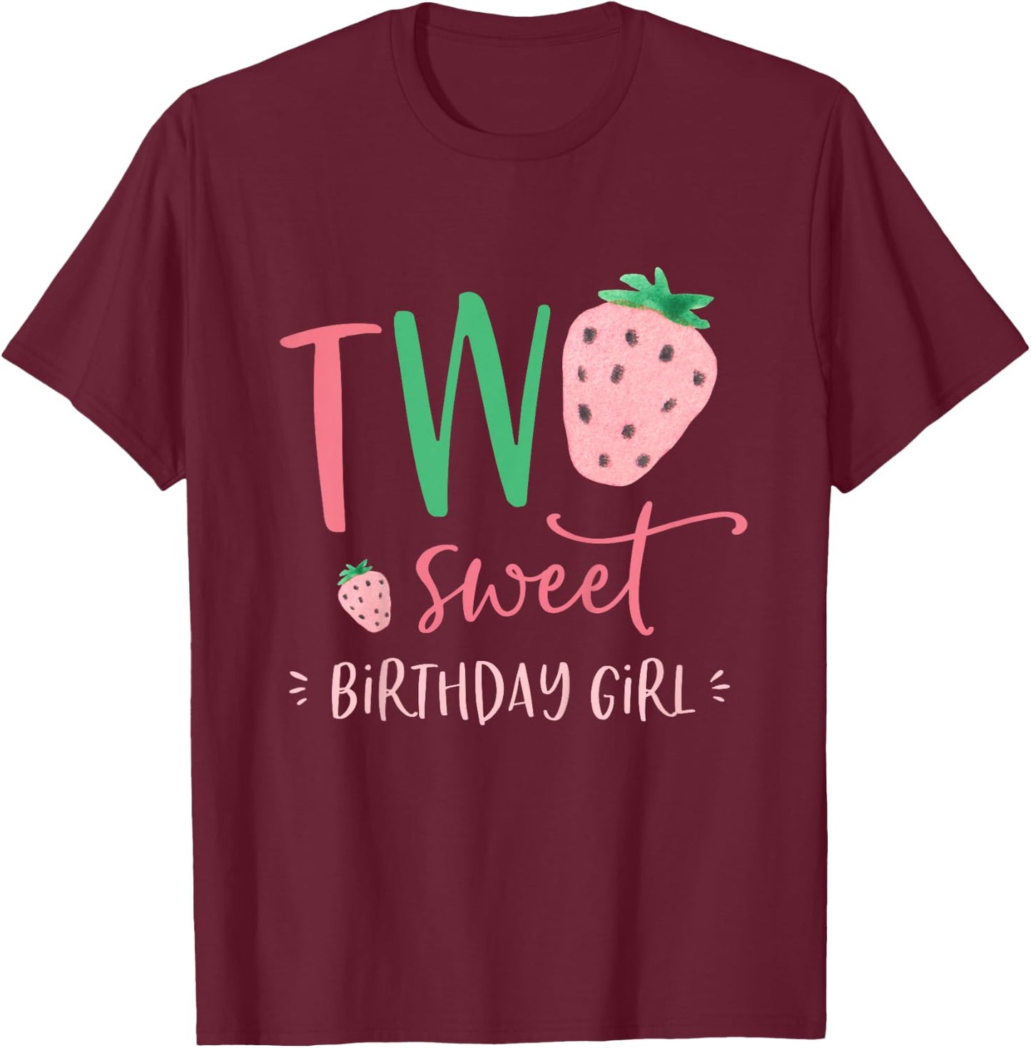 Zwei süße Geburtstagskinder Strawberry 2nd Second Bday Party T-Shirt - T-Shirt | Maroon