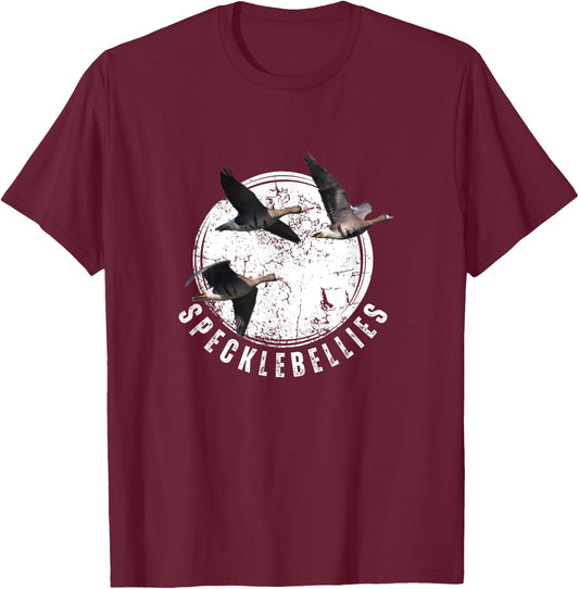 Goose Hunting Specklebellies Bar Belly Goose T-Shirt - T-Shirt | Maroon