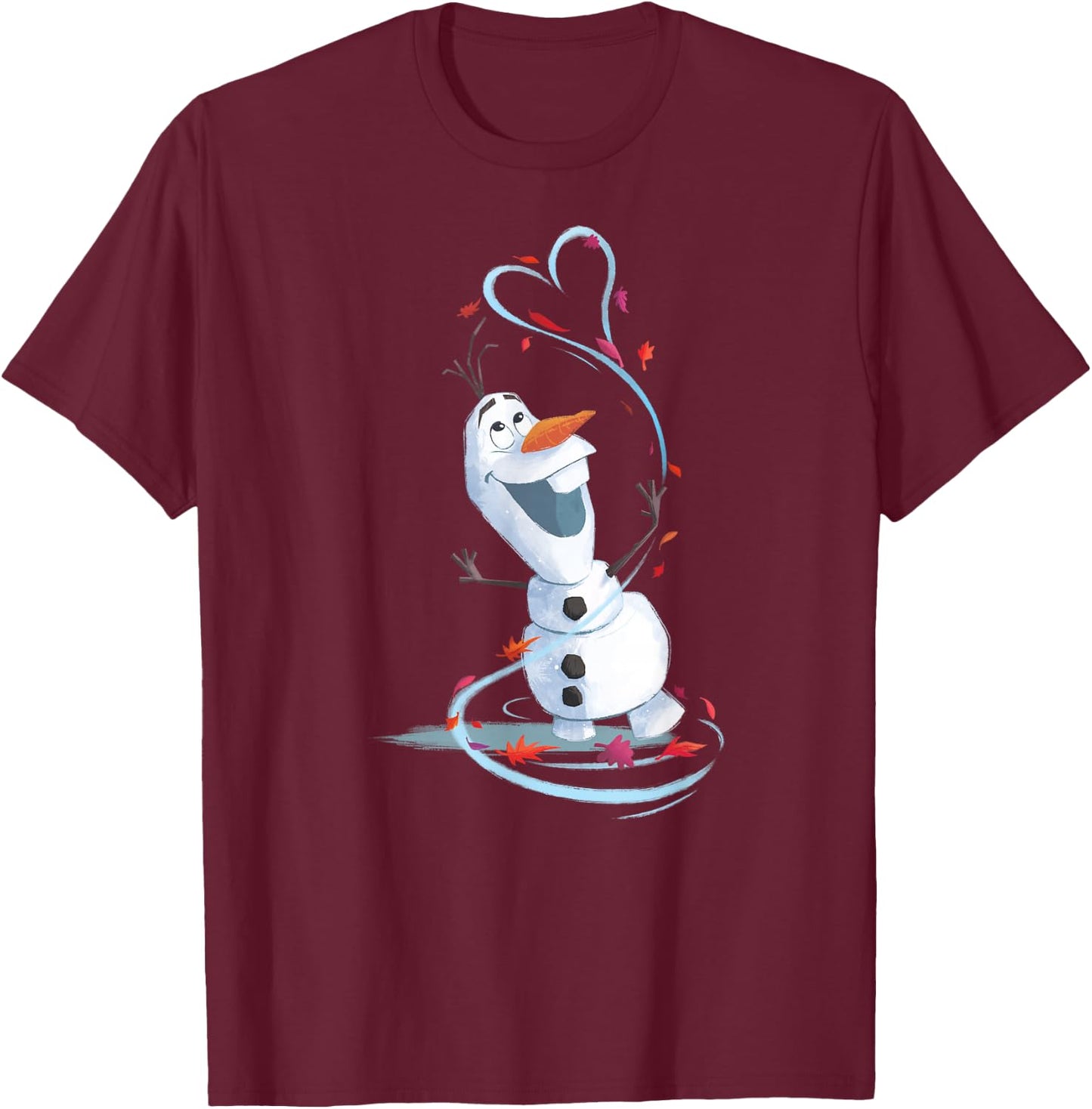 Frozen Olaf Snowman Heart T-Shirt - T-Shirt | Maroon