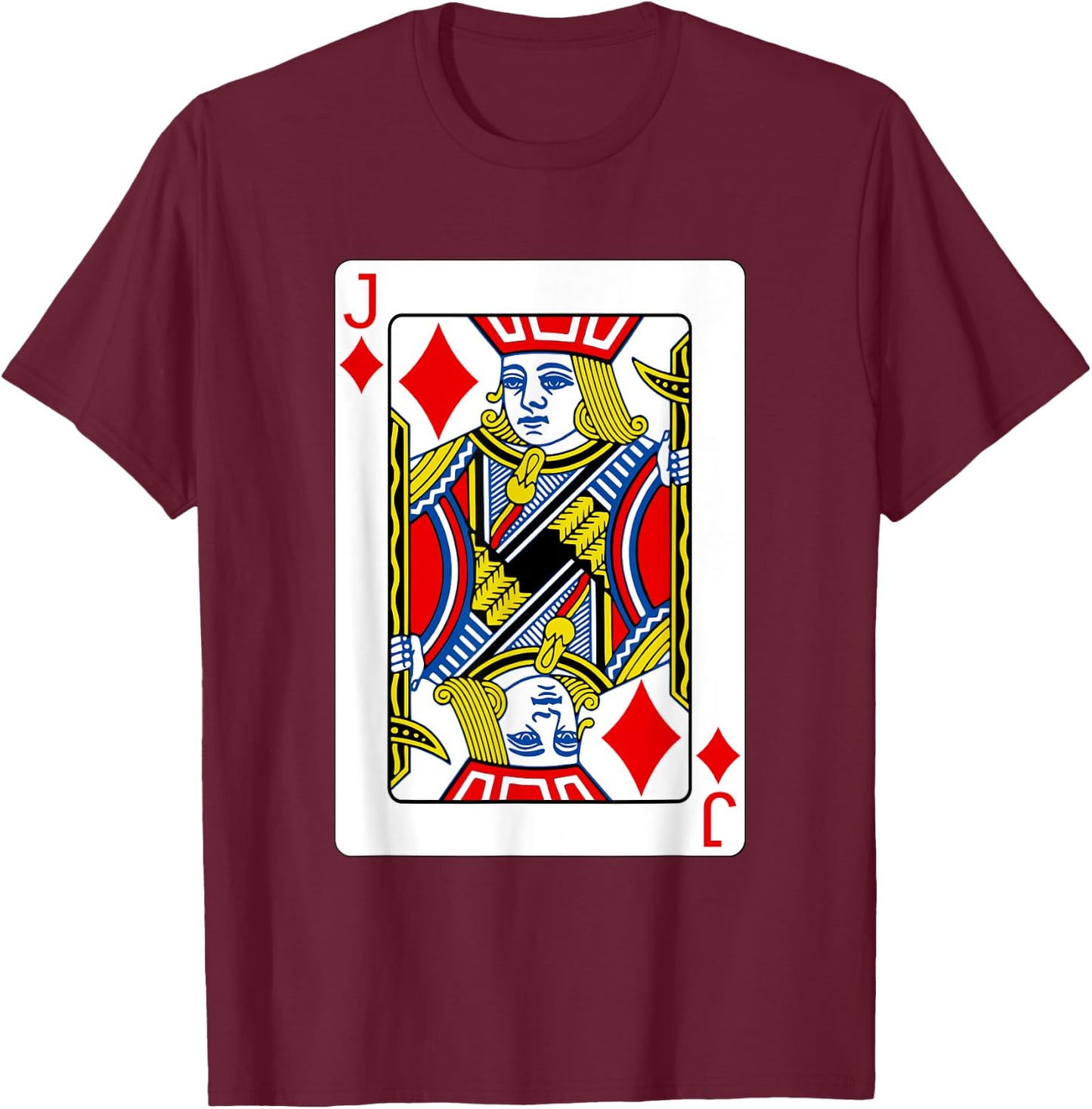Jack Of Diamonds Playing Card Poker Player Costume T-Shirt - T-Shirt | Maroon