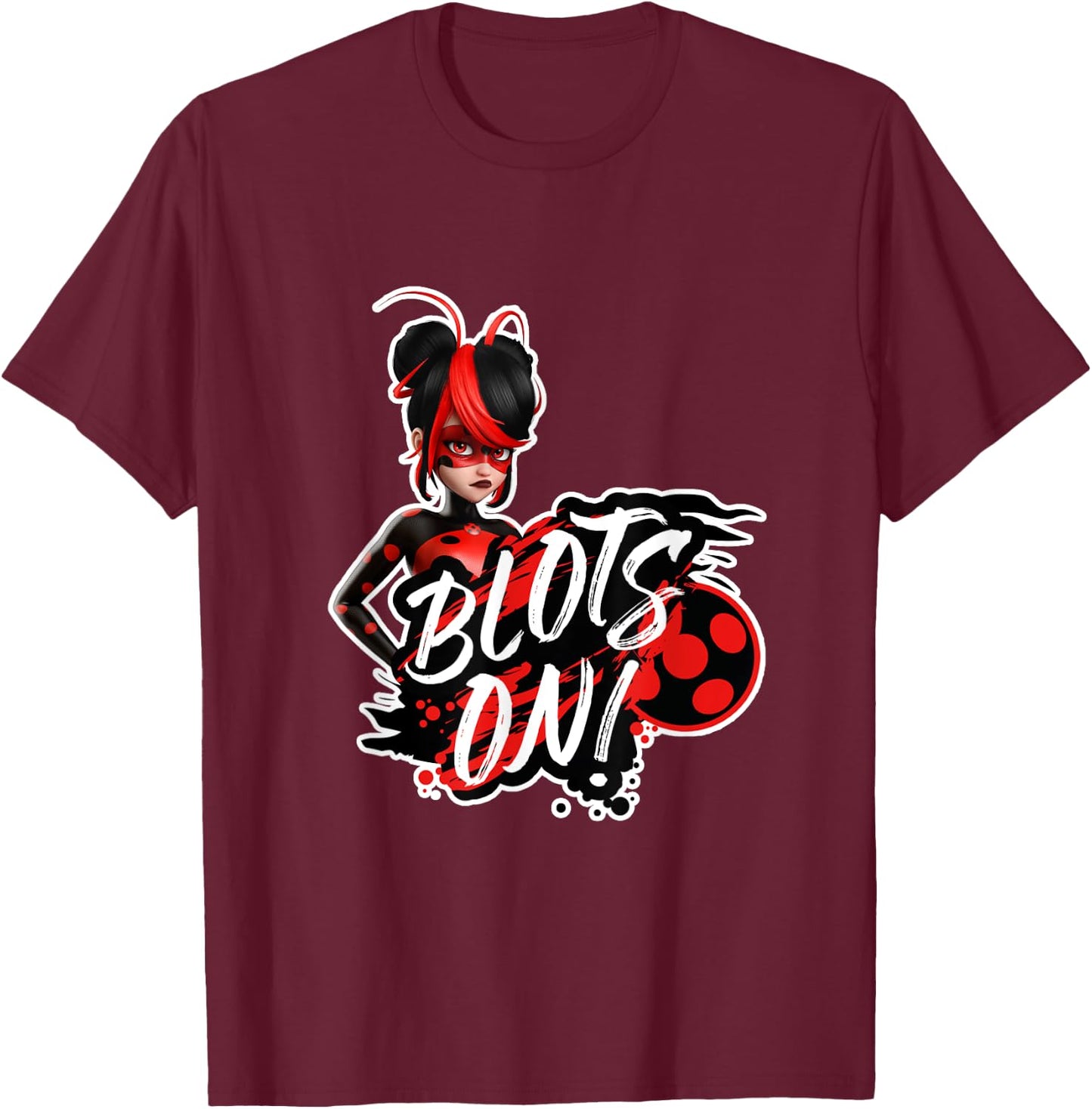 Miraculous Ladybug Shadybug and Claw Noir Blots On T-Shirt - T-Shirt | Maroon