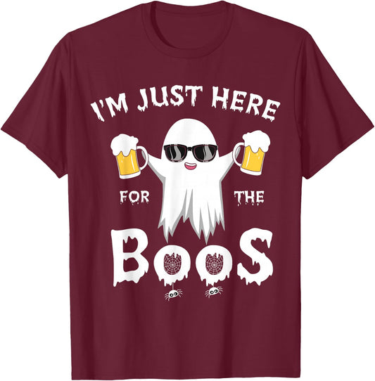 Funny Halloween I'm Just Here for the Boos T-Shirt - T-Shirt | Maroon