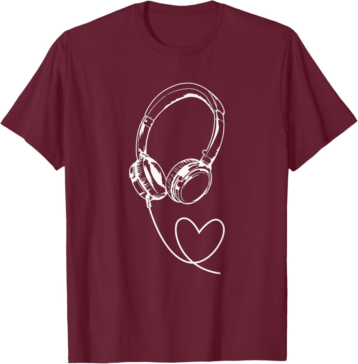 Kopfhörer Herz Musik Liebe T-Shirt - T-Shirt | Maroon