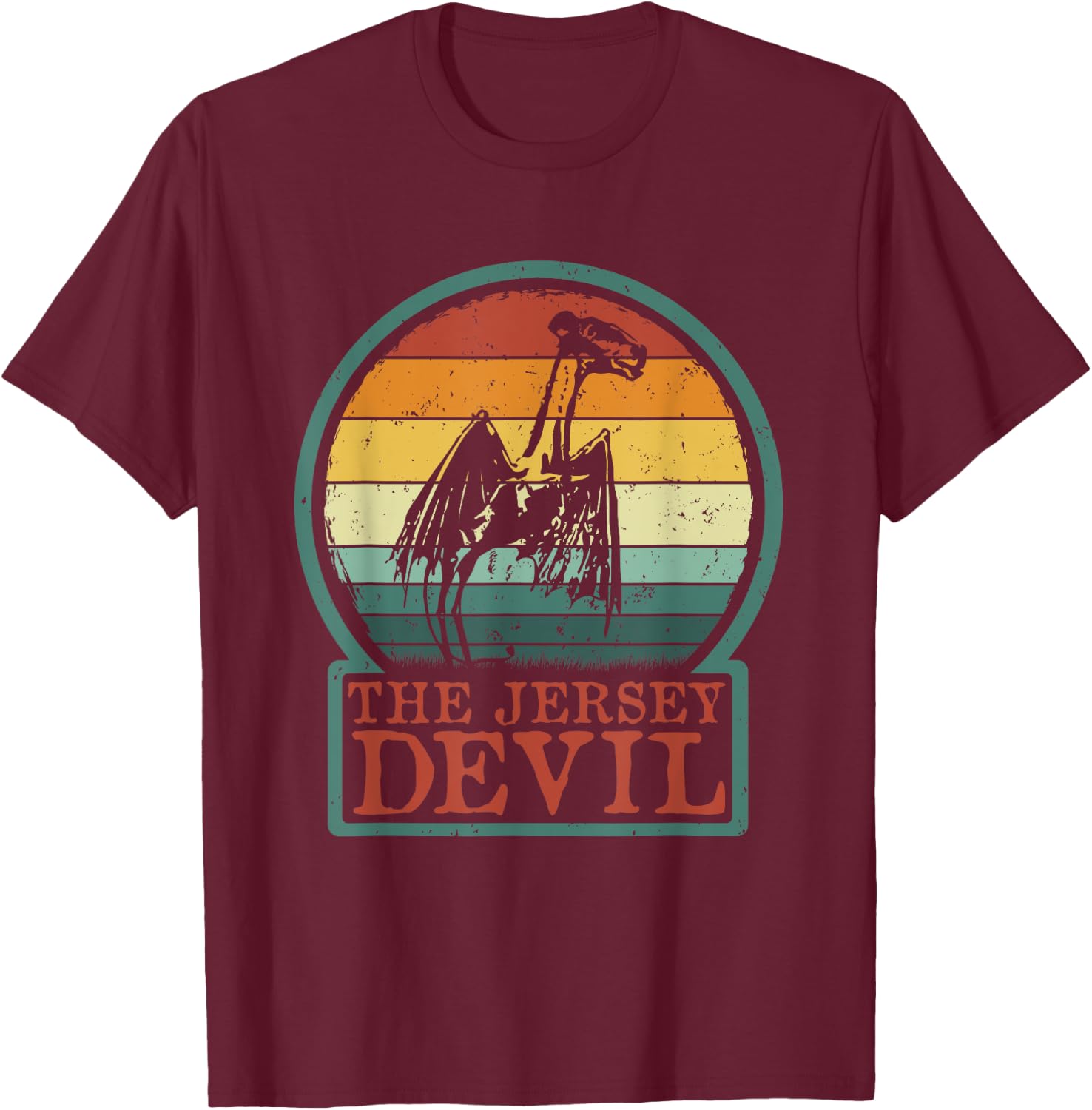 National Introvert Society - Men's Black Retro Vintage New Jersey Cryptid T-Shirt - T-Shirt | Maroon