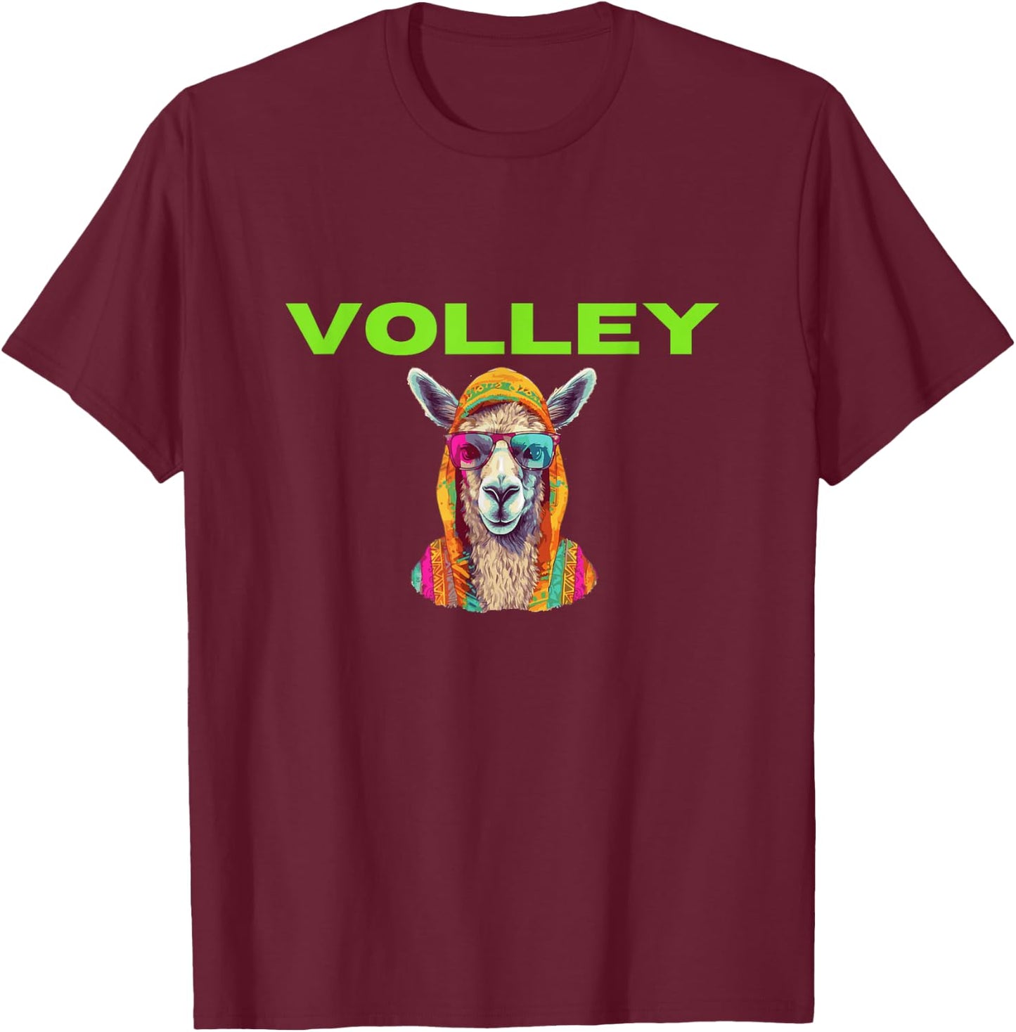 Volley Llama Funny Pickleball Shirt T-Shirt - T-Shirt | Maroon