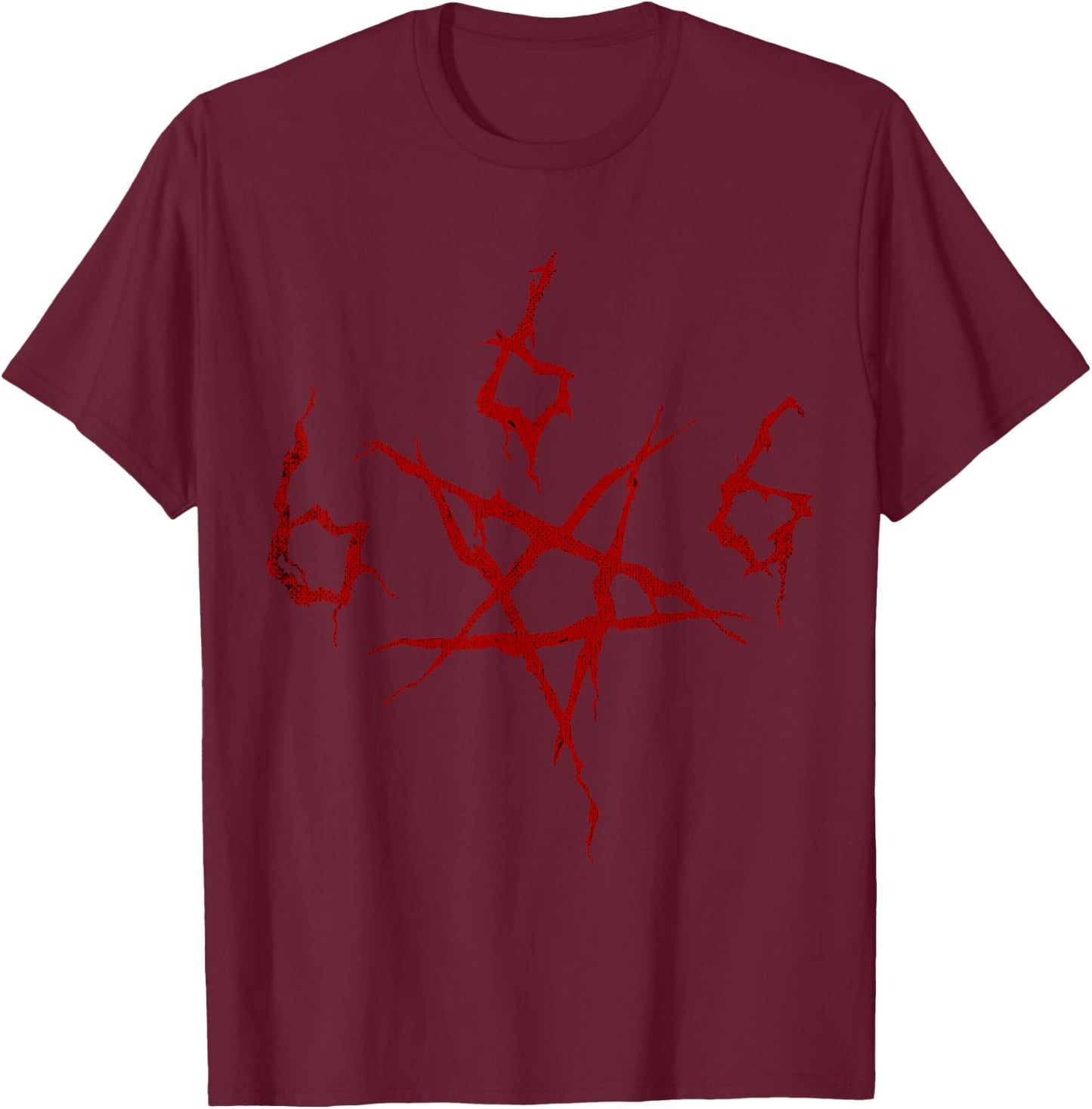 Death Metal Fans Satanisches 666 Pentagramm T-Shirt - T-Shirt | Maroon