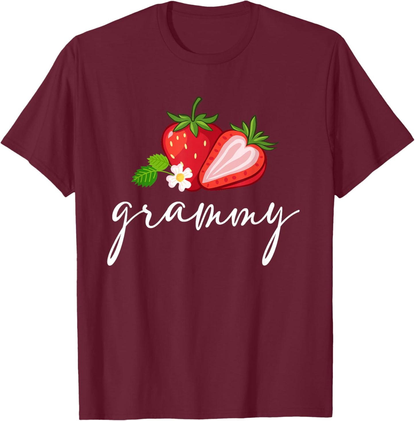 Strawberry Grammy First Birthday Family Funny Strawberry T-Shirt - T-Shirt | Maroon