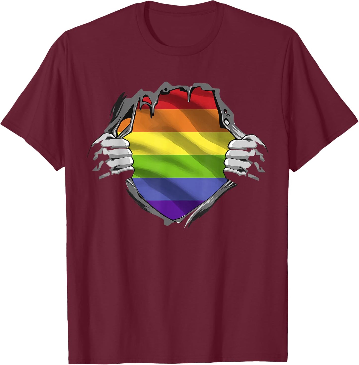 LGBTQ - Gay Pride - Regenbogen T-Shirt - T-Shirt | Maroon