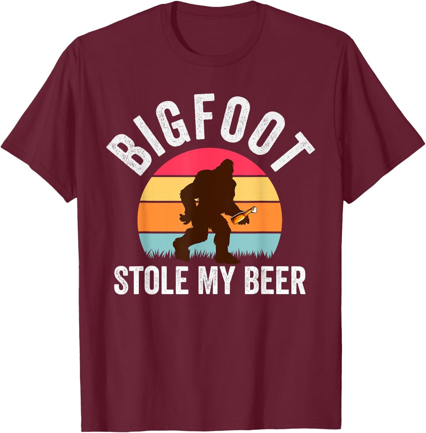 Bigfoot Stole My Beer Funny Yeti Yowi Sasquatch Drinking T-Shirt - T-Shirt | Maroon
