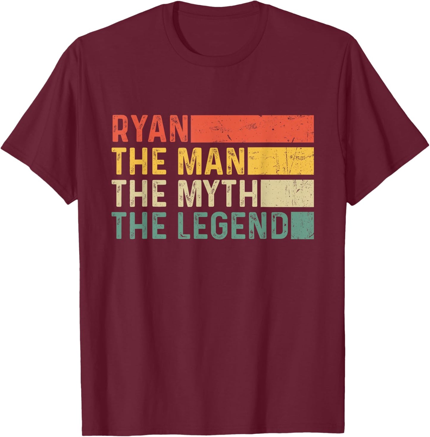 Ryan The Man The Myth The Legend Vintage Gift Ryan T-Shirt - T-Shirt | Maroon