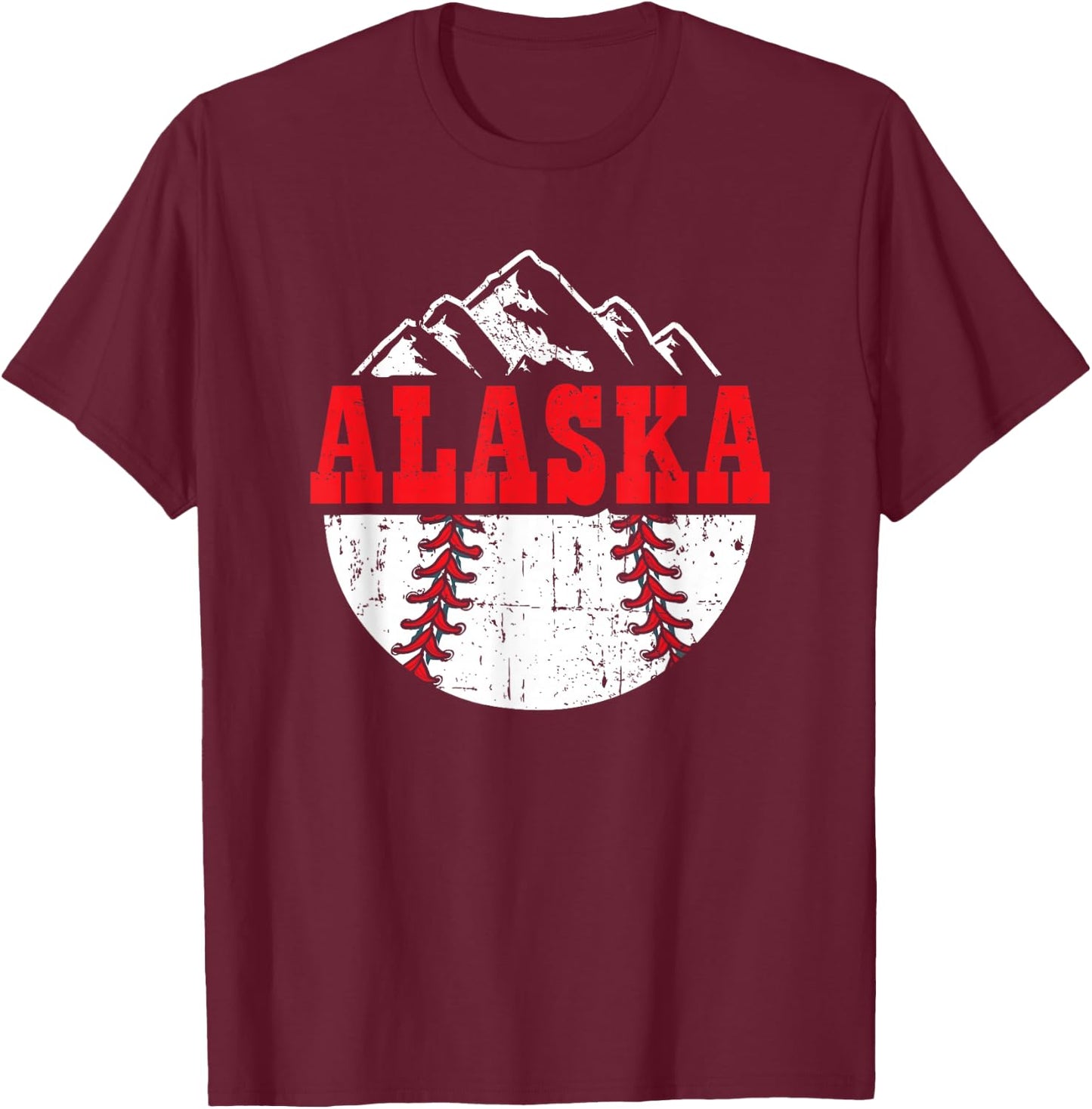Alaska Baseball Team Player Gift | Alaskan, Softball, Sports T-Shirt - T-Shirt | Maroon